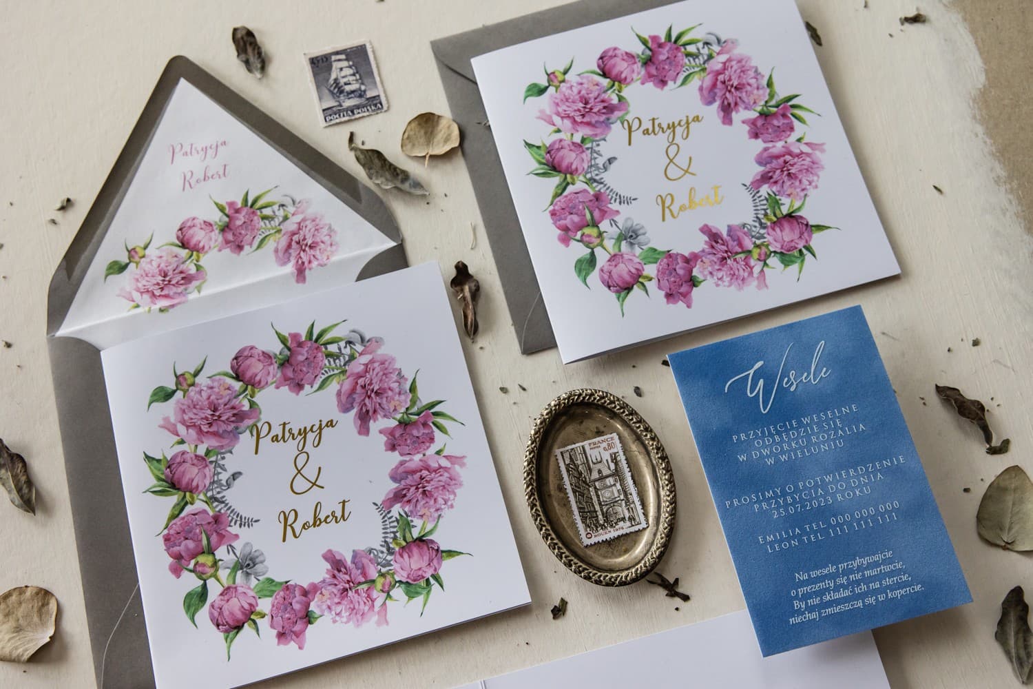 Zaproszenie Weselne Cykade nr 10 – Złocona Piwonia i Paproć - 4