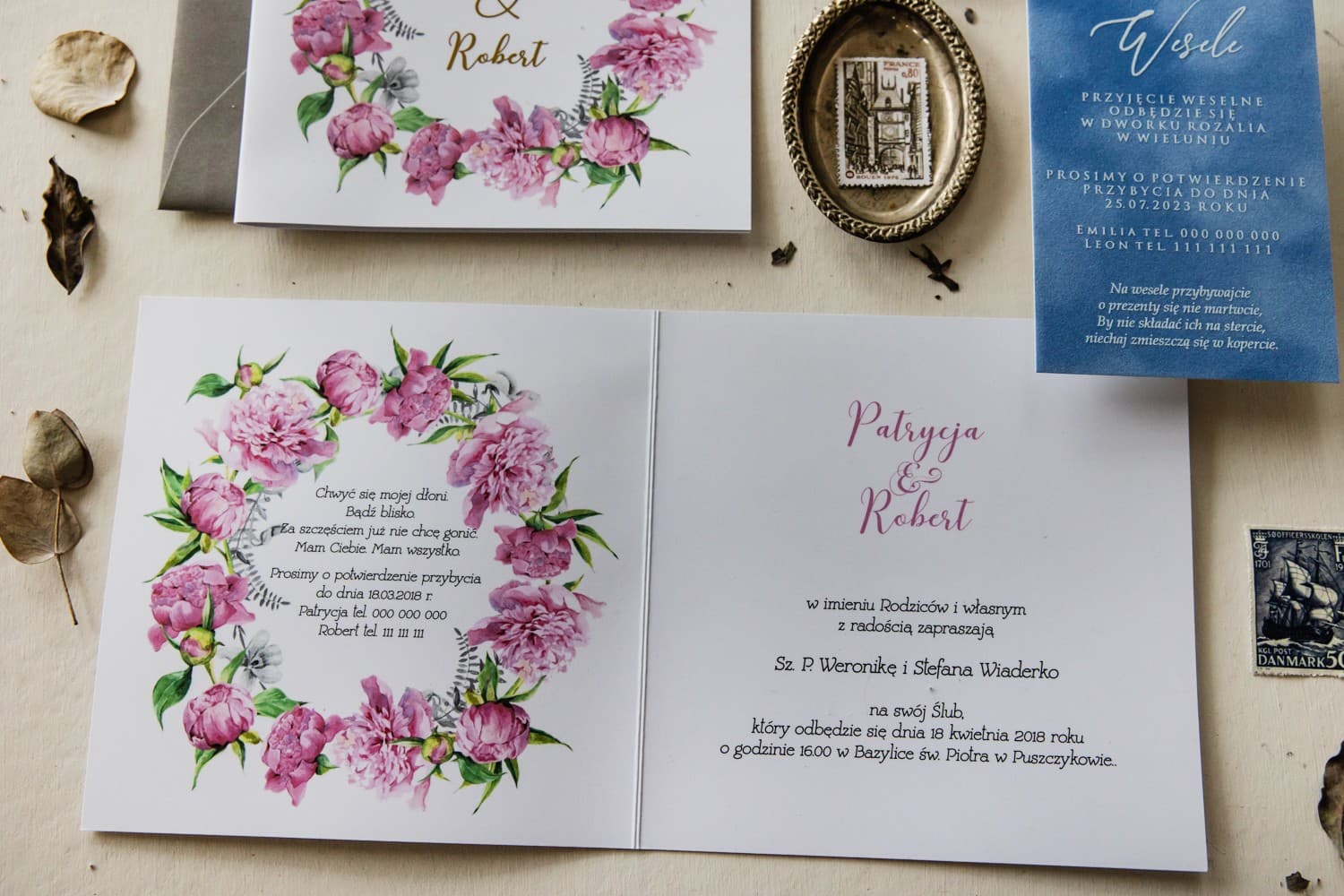 Zaproszenie Weselne Cykade nr 10 – Złocona Piwonia i Paproć - 5