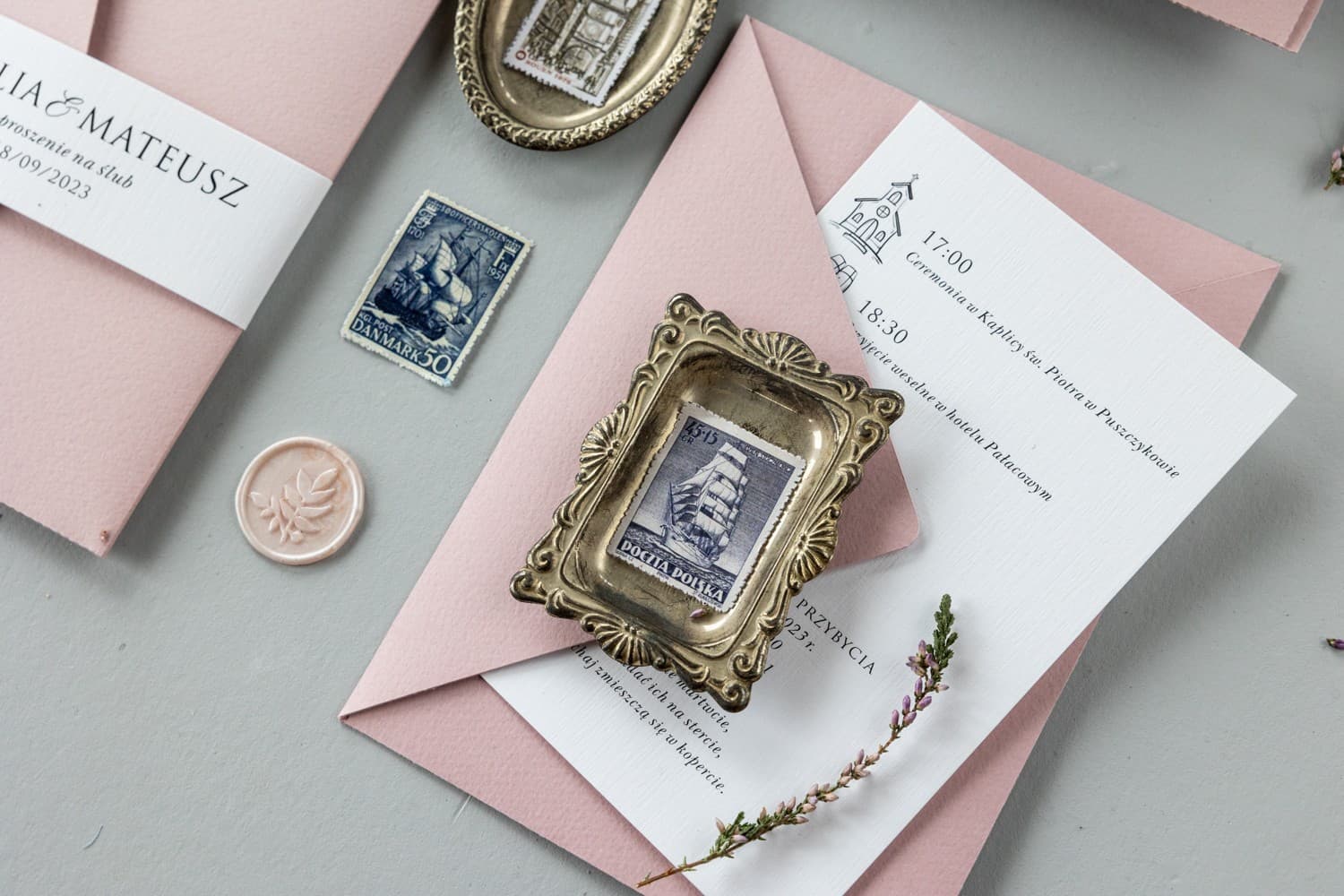 Zaproszenia Ślubne Kraft nr 9 – Różowe z Lnianą Owijką - 8