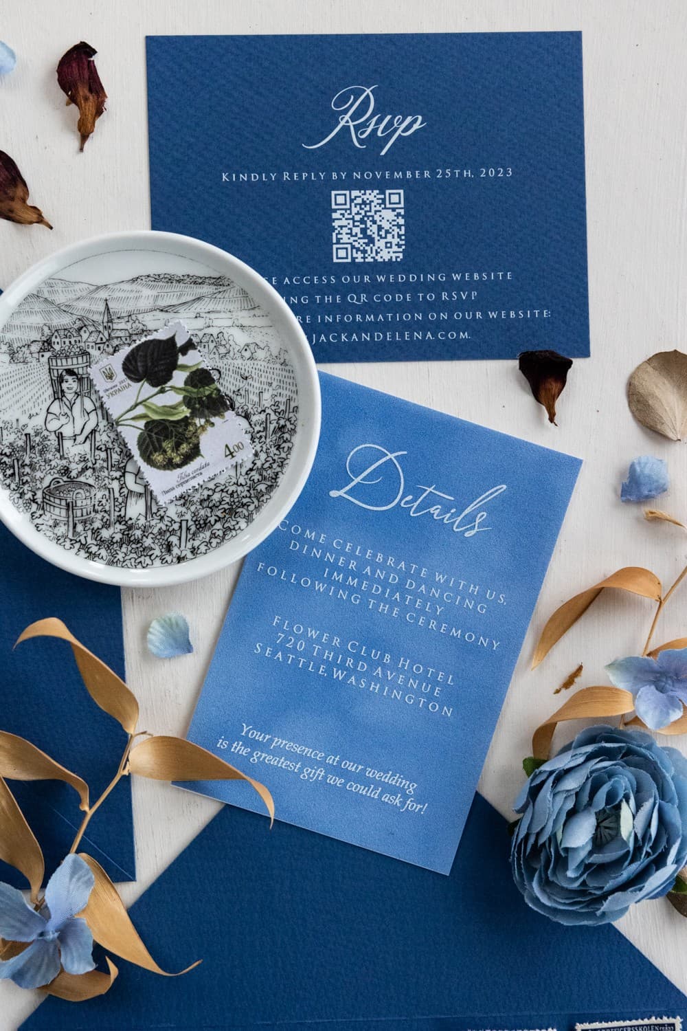 Welurowe bileciki ślubne, wkładki do zaproszeń, luksusowe zawieszki na prezenty | Welurowe nr 1