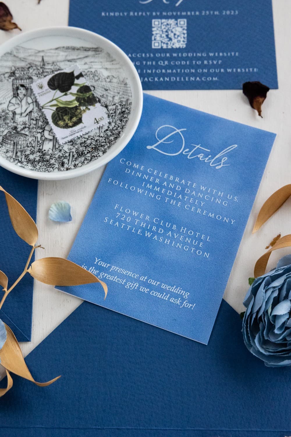 Welurowe bileciki ślubne, wkładki do zaproszeń, luksusowe zawieszki na prezenty | Welurowe nr 1 - 2