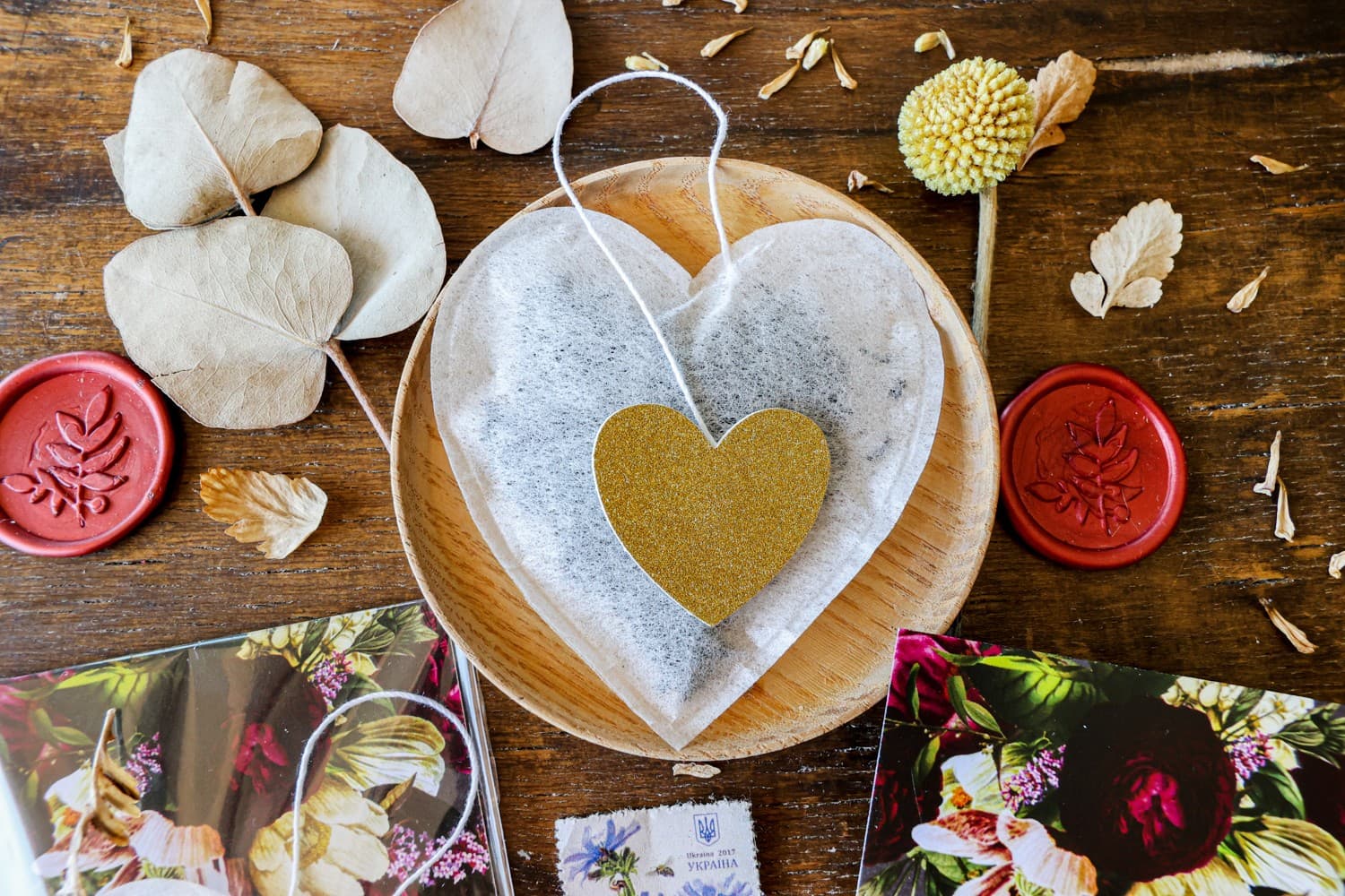 Herbata serce z motywem kwiatów vintage | Personalizowane podziękowania dla gości weselnych | Eteryczne nr 2 - 3