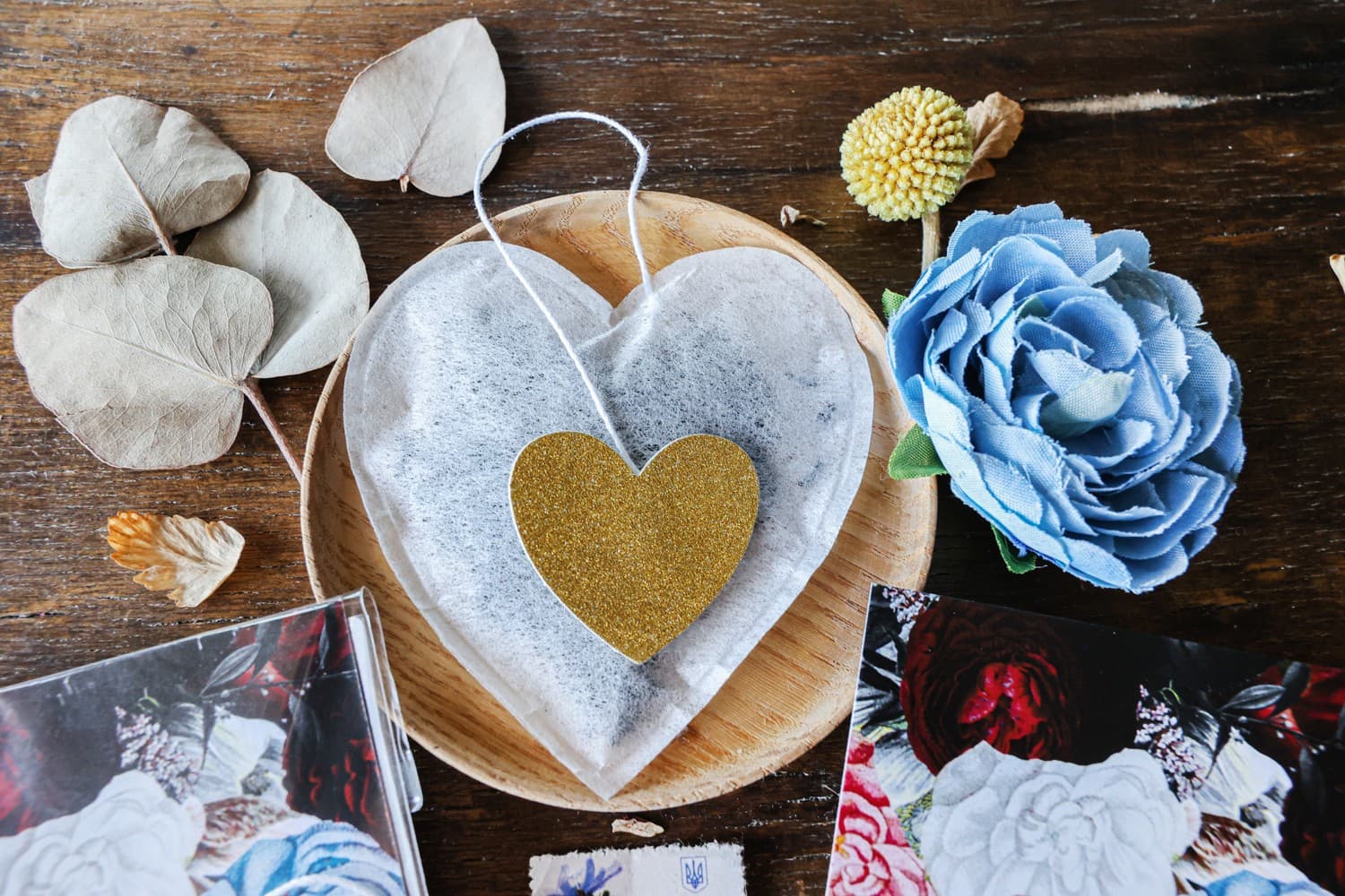 Podziękowania dla Gości Herbata Serce z Piwoniami Dusty Blue | Personalizowane Upominki Weselne | Eteryczne nr 4 - 3