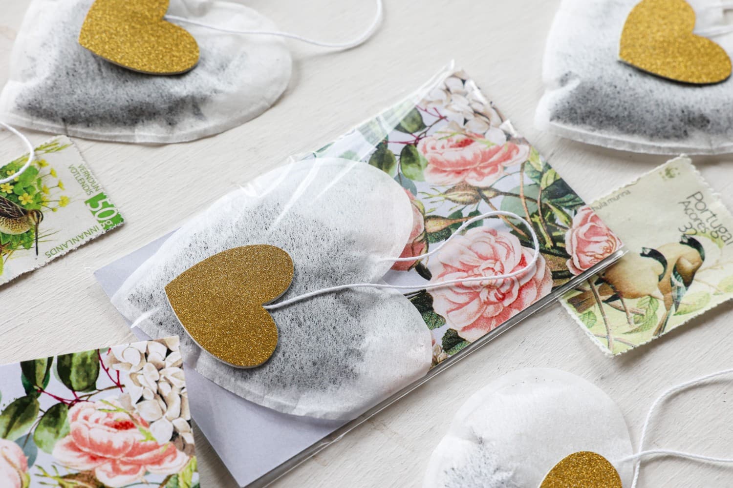 Personalizowana herbata serce, pudrowe róże | Podziękowania dla gości weselnych, upominki | Szafirowe nr 2 - 2