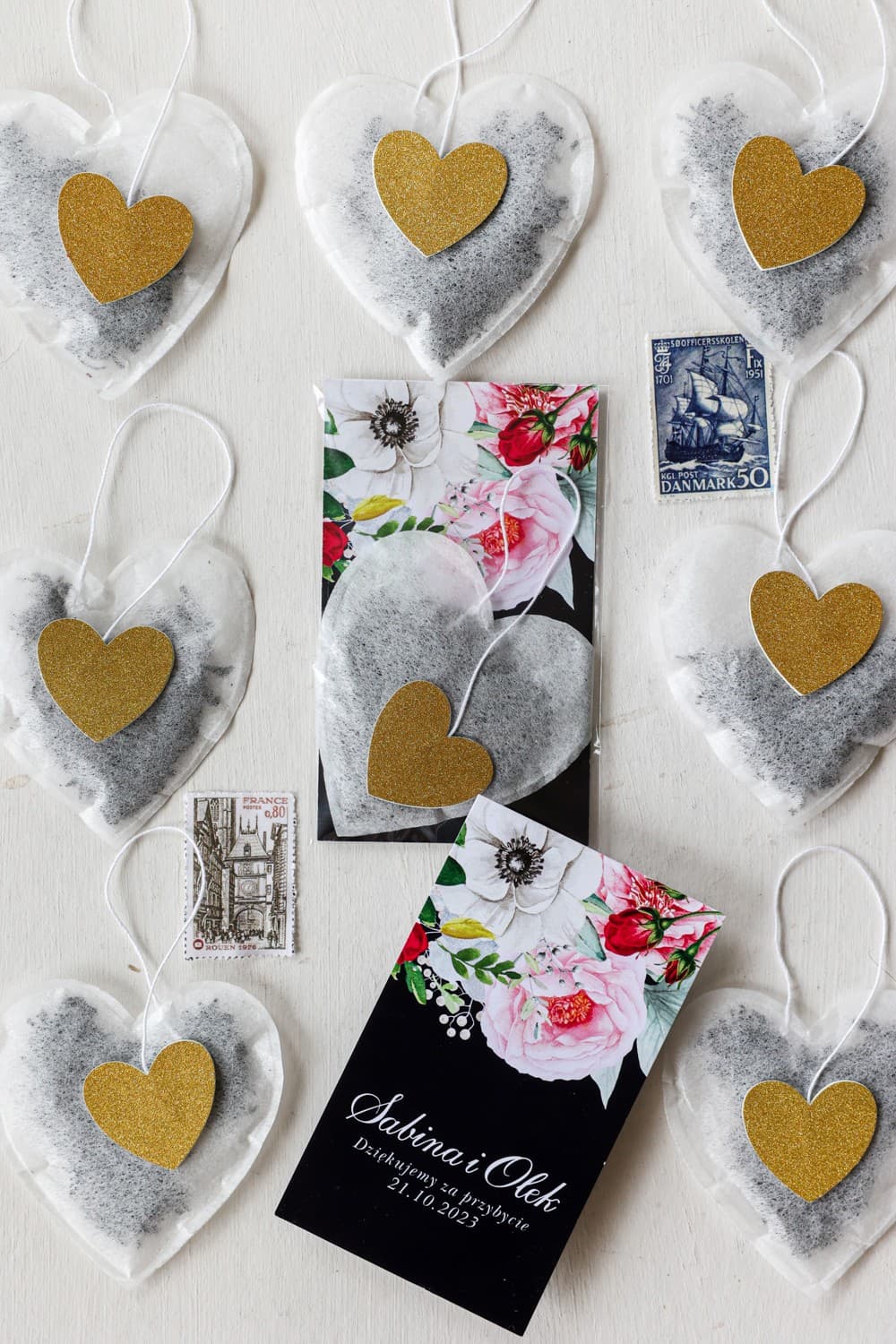 Personalizowana Herbata Serce z Piwoniami | Podziękowania dla Gości Weselnych, Upominki | Szafirowe nr 4