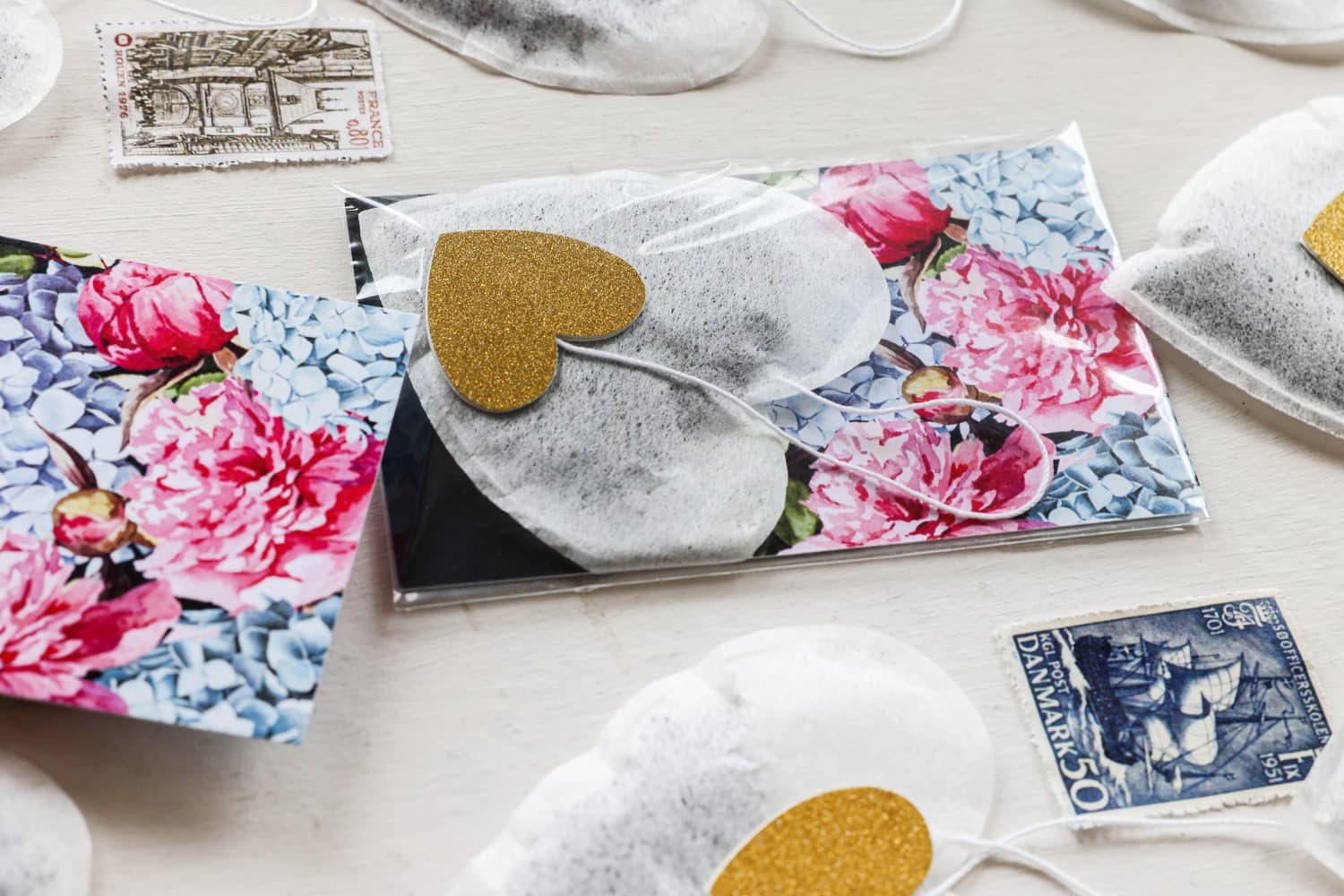 Herbatka Serce Podziękowanie, Kwiaty Piwonii | Eleganckie Upominki dla Gości Weselnych | Szafirowe nr 5 - 2