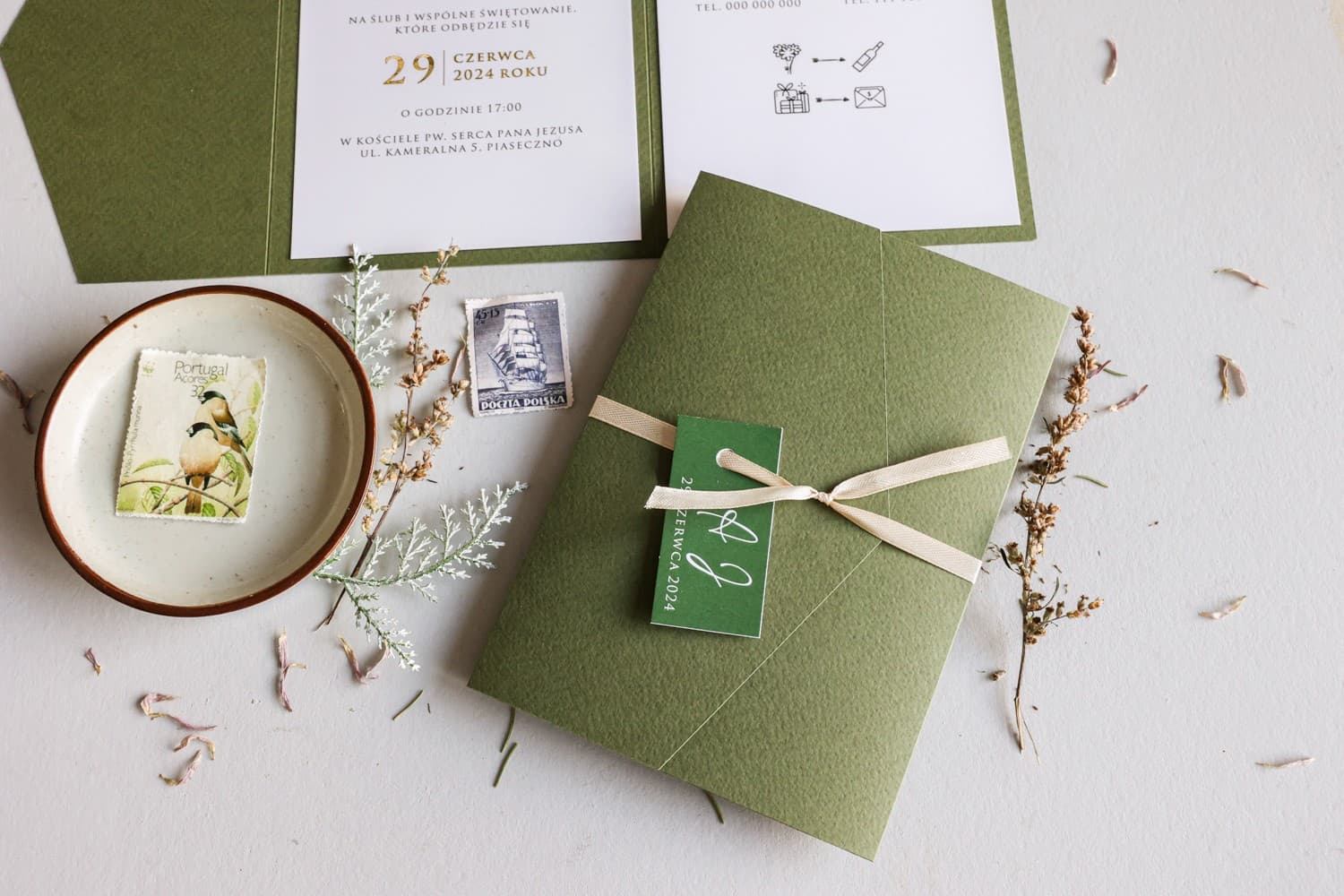 Zaproszenia Ślubne Avril nr 11 – Butelkowa Zieleń i Złocenie - 3