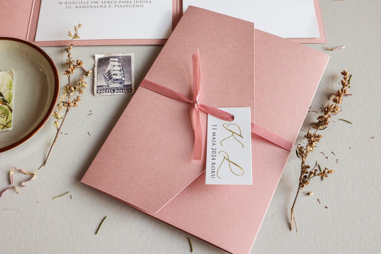 Zaproszenia Ślubne Avril nr 12 – Pudrowy Róż i Złocenie - 3