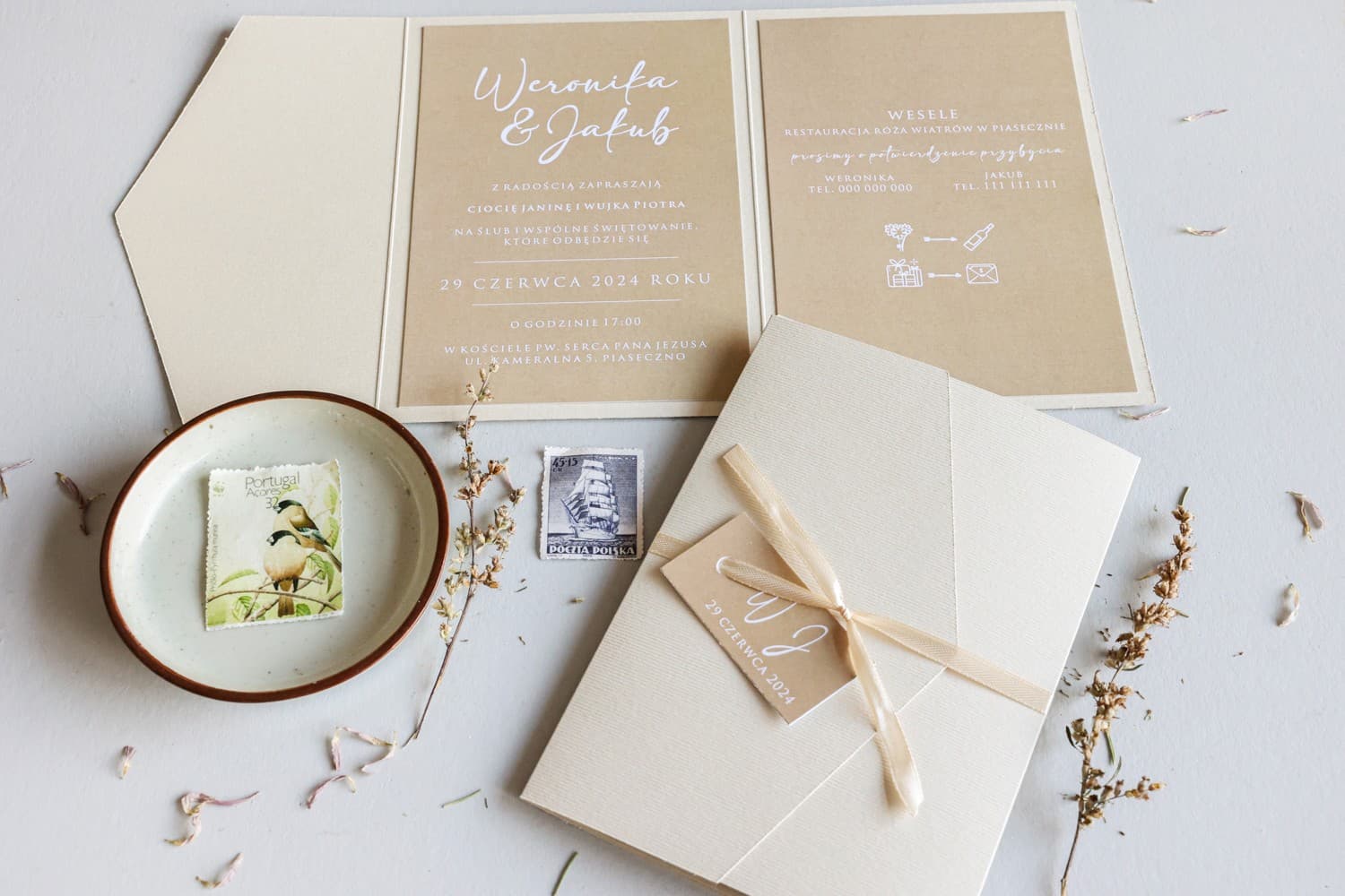 Zaproszenie Na Wesele Avril nr 13 – Styl Minimalistyczny Ecru