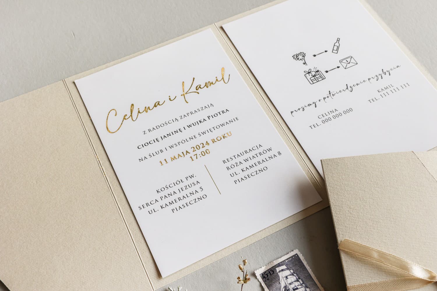 Próbka Zaproszenia Ślubnego - Zobacz Jakość na Żywo, Bon 10 zł | Zamów Próbki Zaproszeń | Avril nr 10
