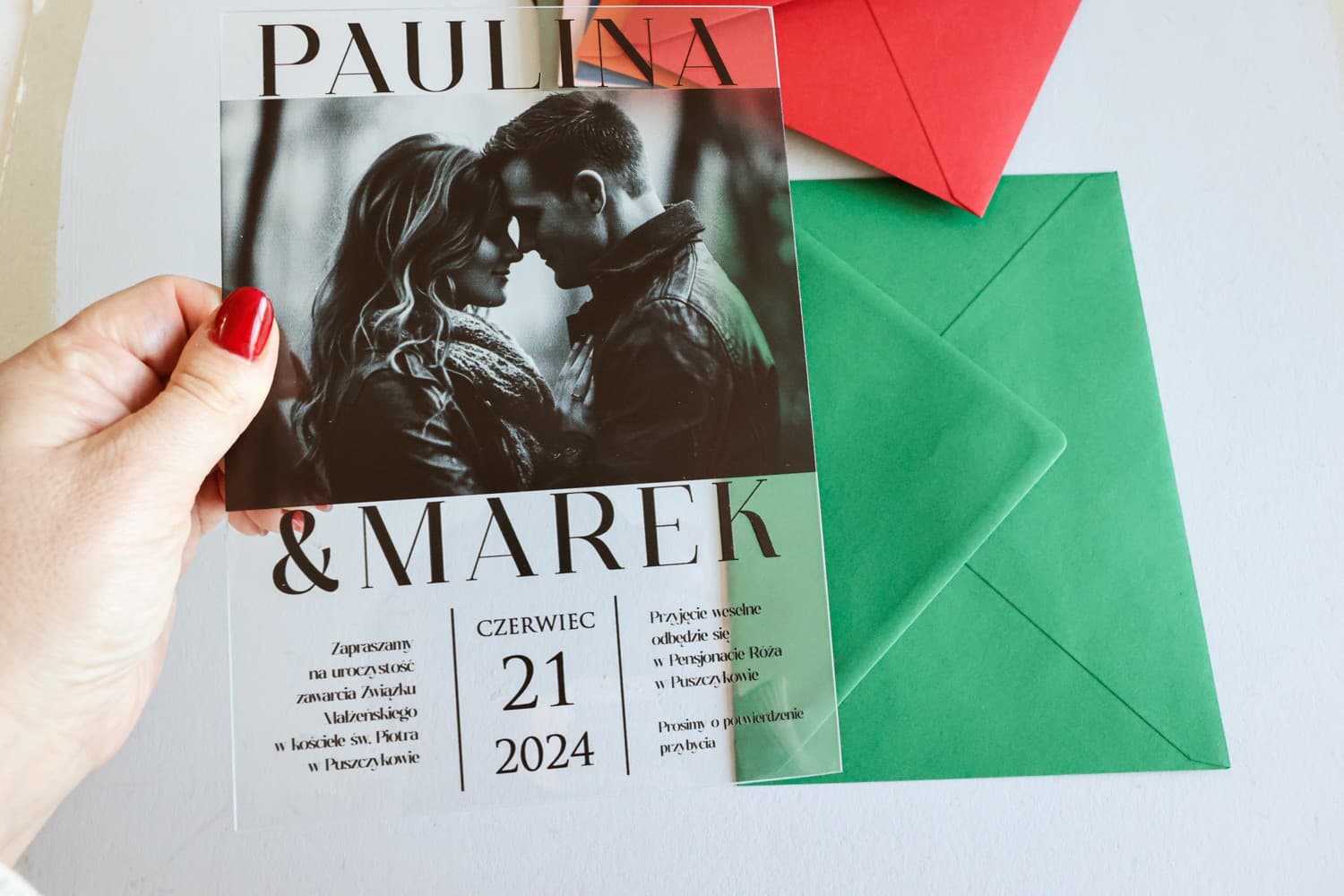 Zaproszenia Ślubne na Szkle Korani nr 23 – Zdjęcie Pary - 2