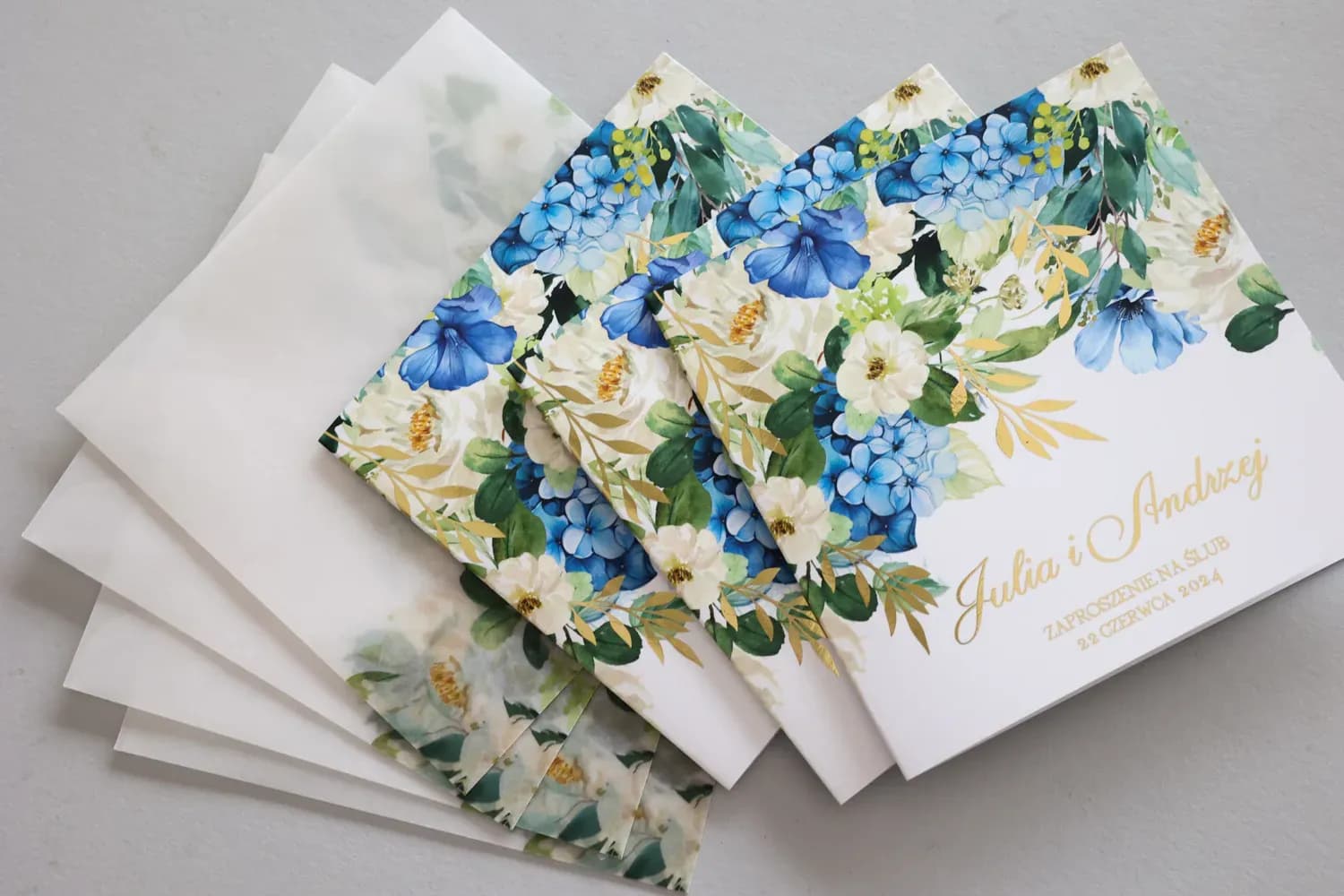 Zaproszenie na Wesele Rubin nr 13 – Styl Glamour z Niebieską Hortensją - 2