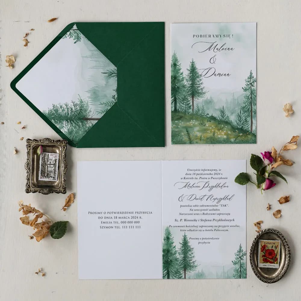 Próbka zaproszenia ślubnego w kwiaty – Impresja nr 8