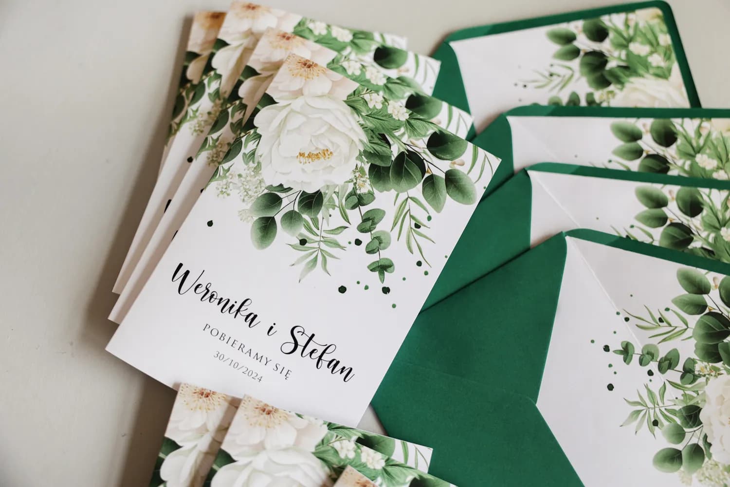 Zaproszenia ślubne botaniczne Impresja nr 11 – Eukaliptus i Białe Róże - 3