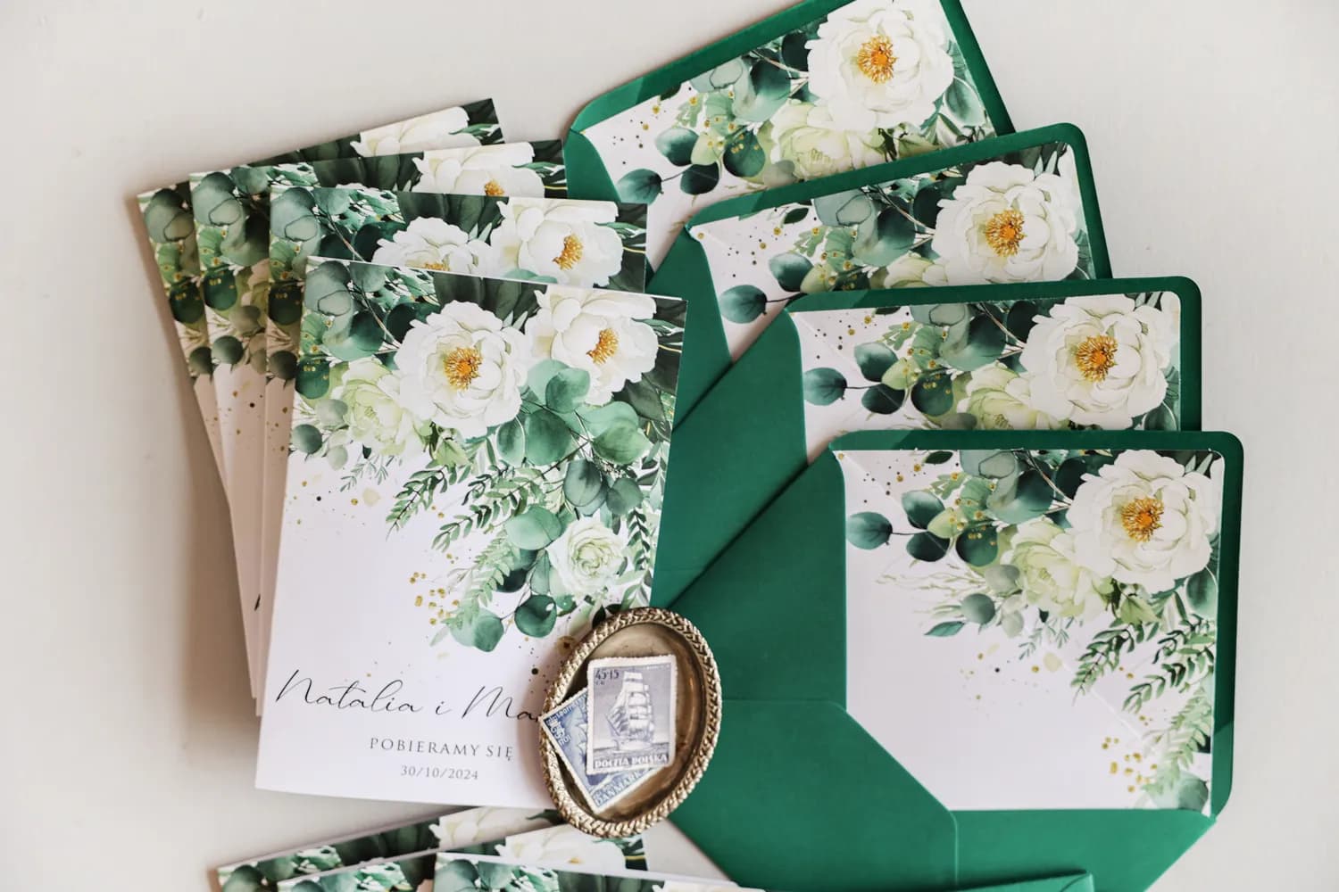 Zaproszenia ślubne botaniczne Impresja nr 11 – Eukaliptus i Białe Róże - 4