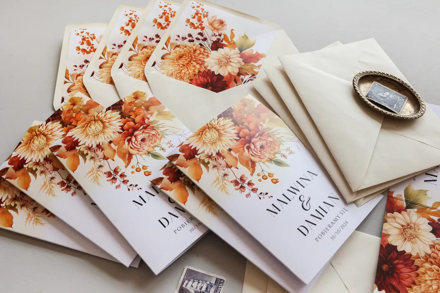 Rustykalne Zaproszenia Ślubne Impresja nr 2 – Jesienne Kwiaty - 2