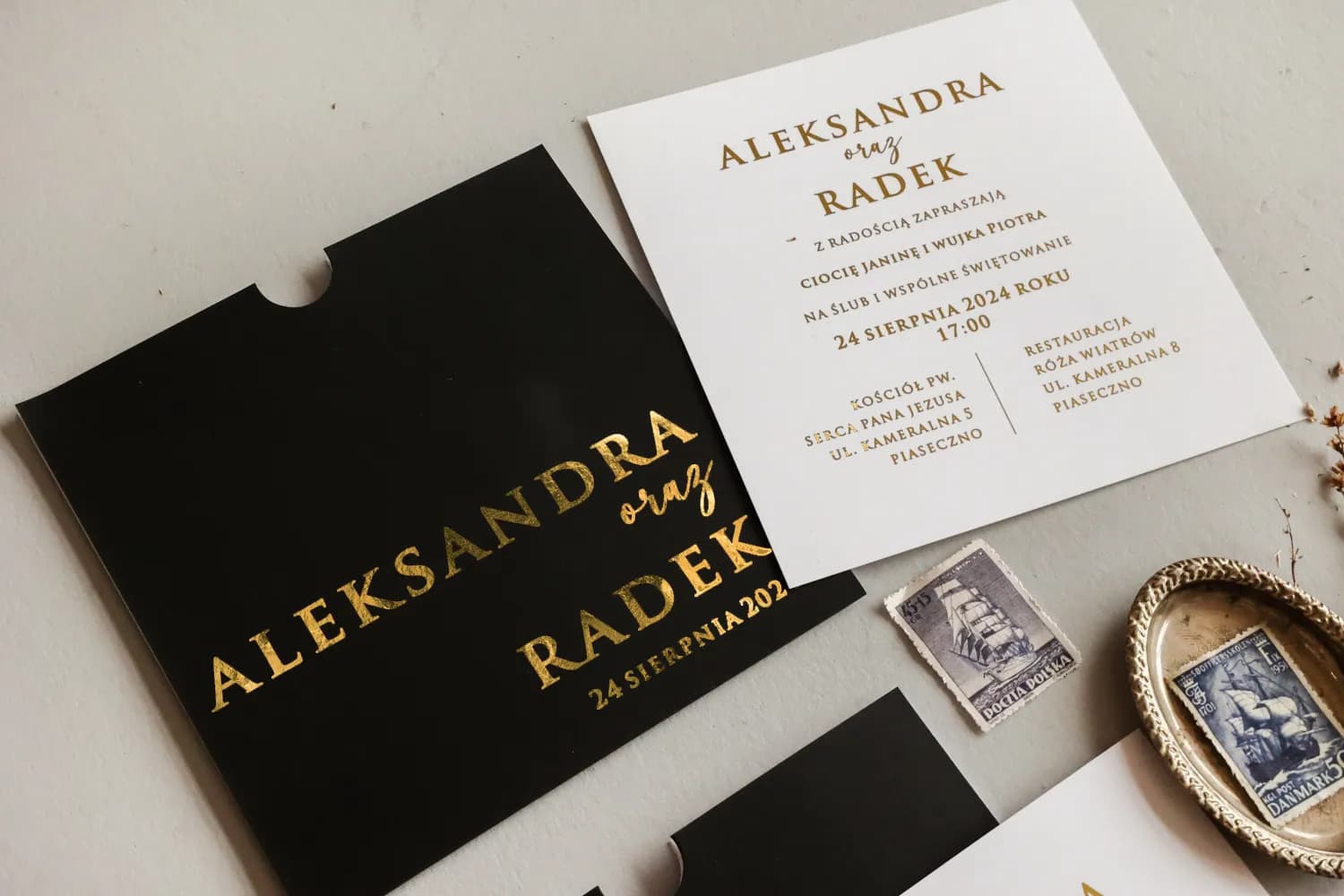 Zaproszenia ślubne glamour w czarnym etui ze złoceniem – Mokait nr 4 - 4