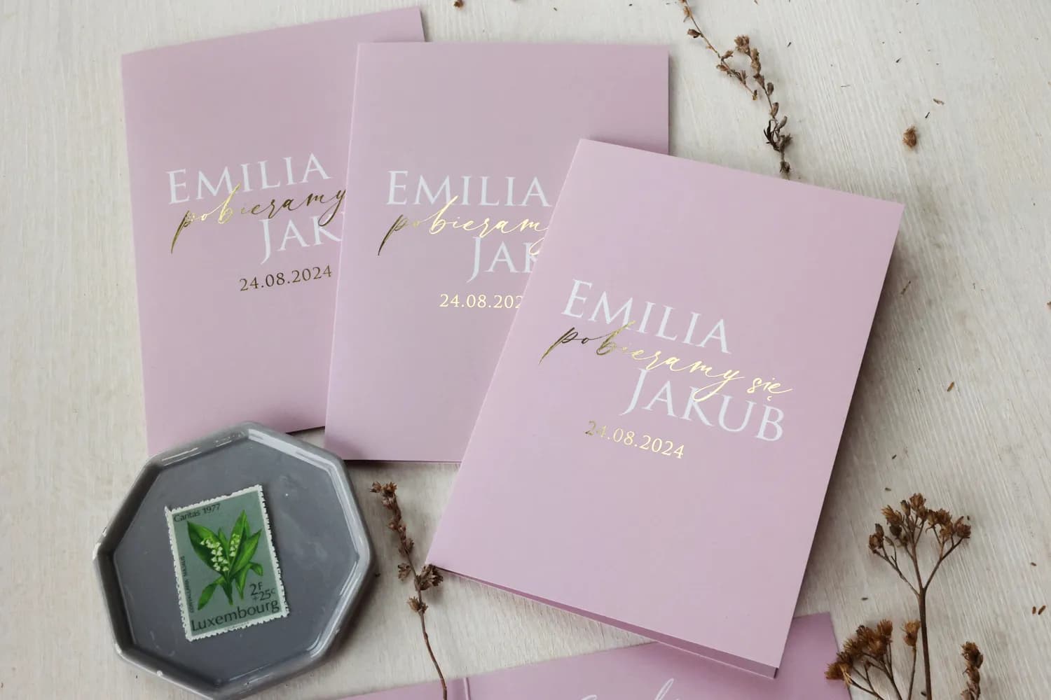 Zaproszenia Ślubne Ruskus nr 15 – Pastelowy Róż i Złocenie - 2