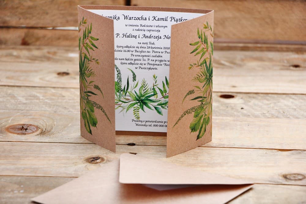 Zaproszenia ślubne eko z trawami polnymi – Owoce Leśne nr 2 - 3