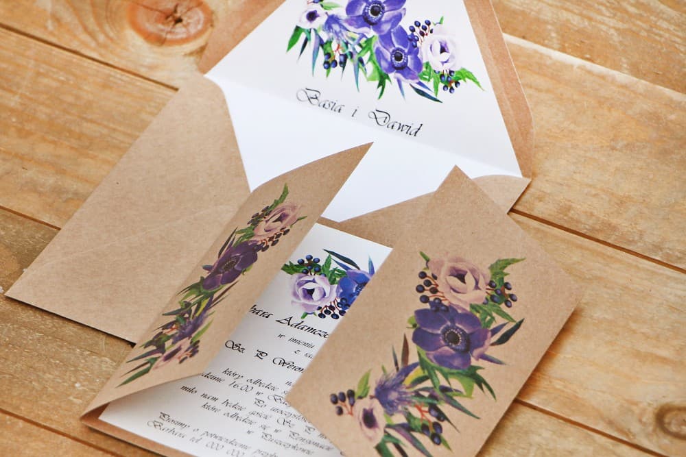 Zaproszenia ślubne leśne z anemonami – Owoce Leśne nr 4 - 3