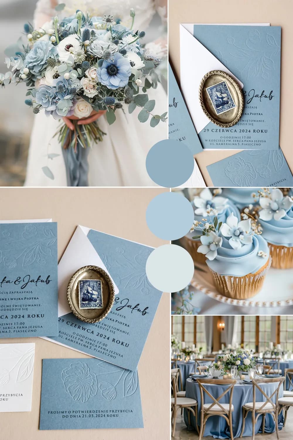 Zaproszenia Ślubne Letterpress Karmen nr 3 – Błękitne Kwiaty - 2