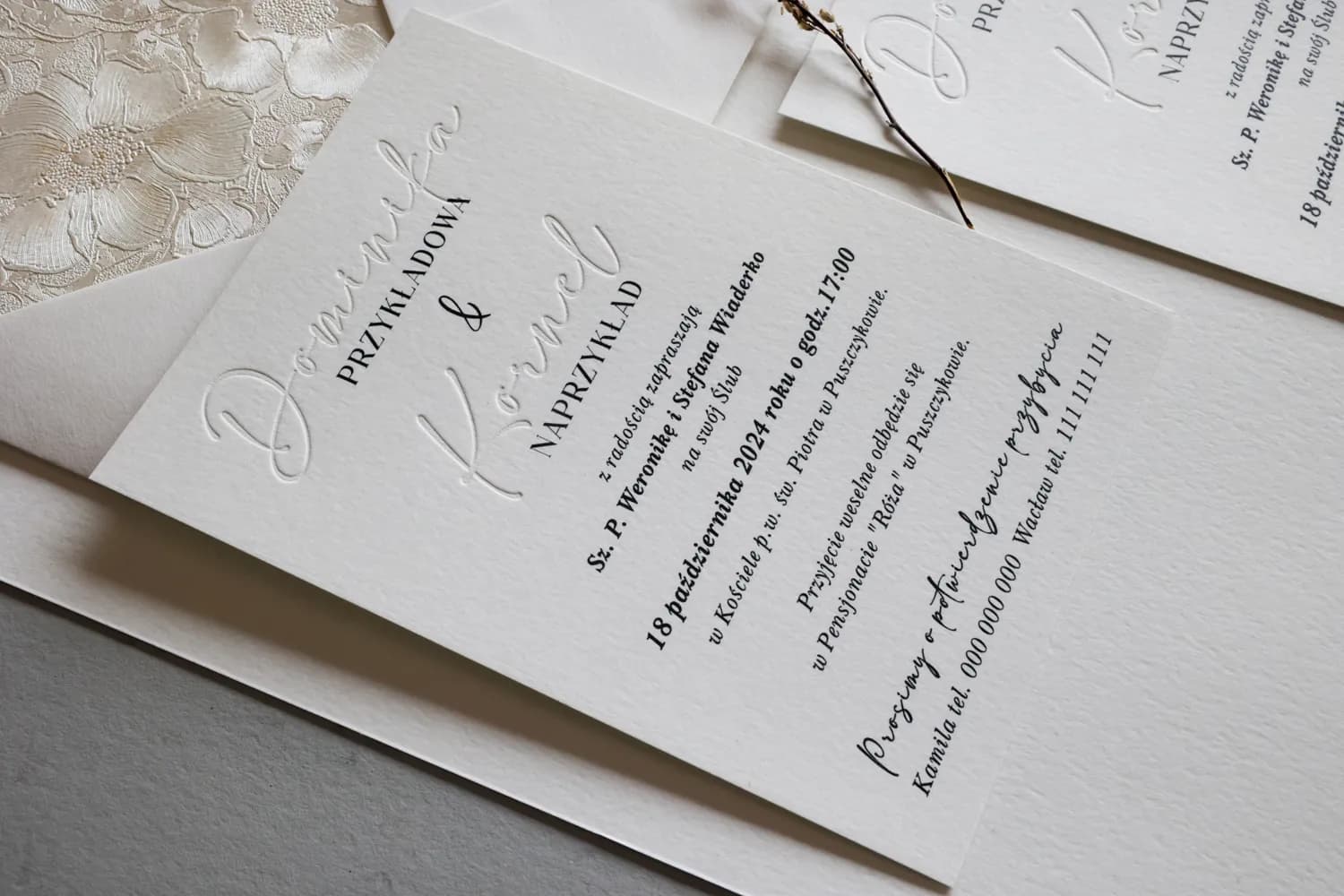 Zaproszenia Letterpress Karmen nr 4 – Tłoczone Kwiaty - 2