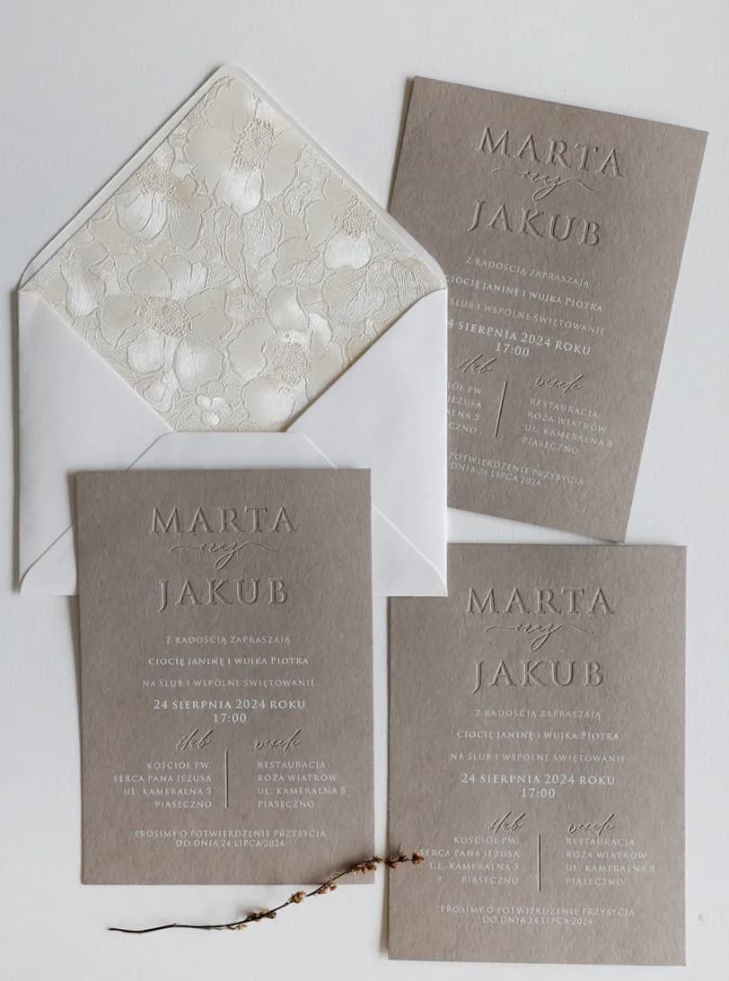 Zaproszenia Ślubne Letterpress Karmen nr 7 – Szary Eko Papier - 4