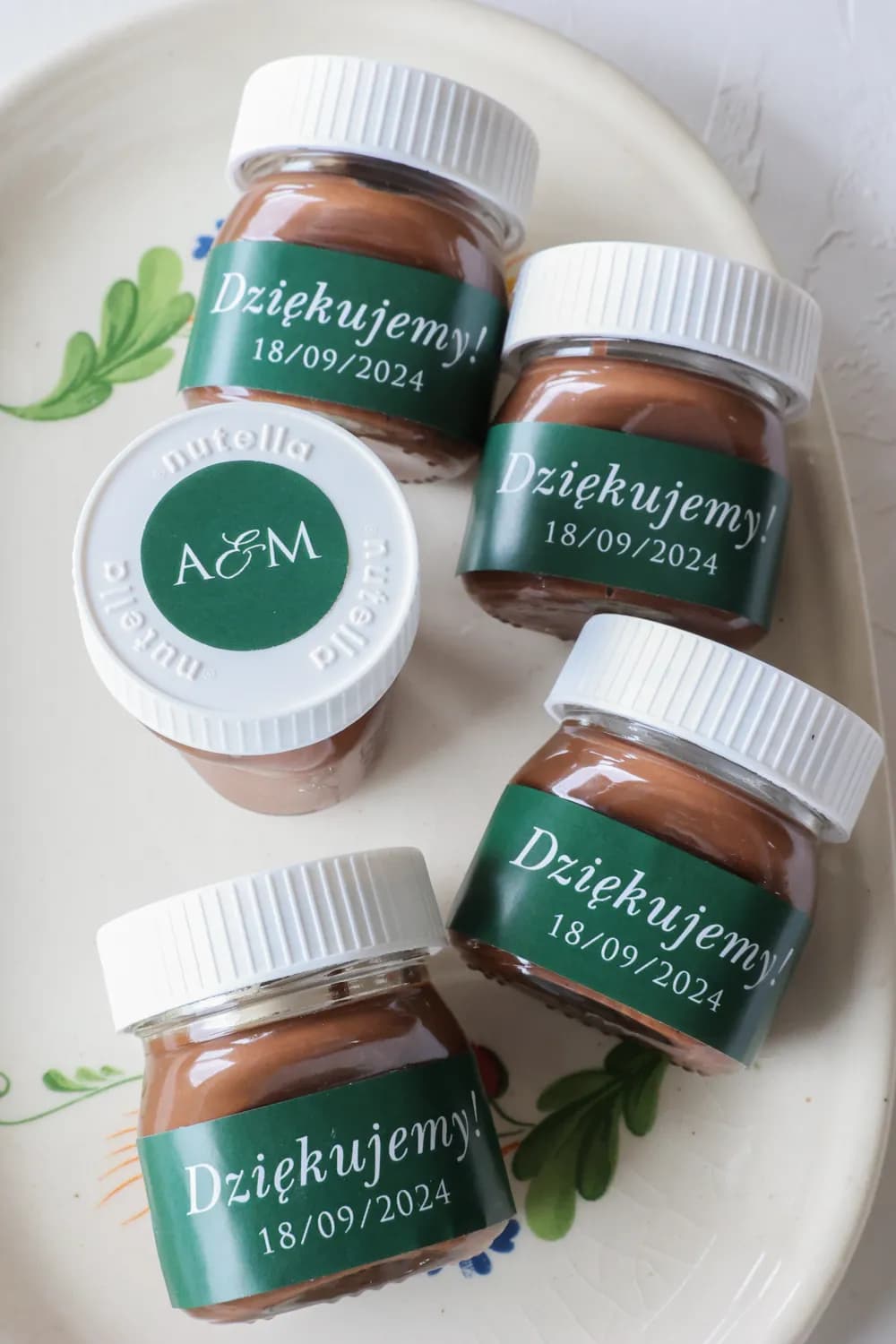 Mini Nutella Podziękowania dla Gości z Zieloną Etykietą | Słodkie Upominki Ślubne Personalizowane | Kraft nr 10