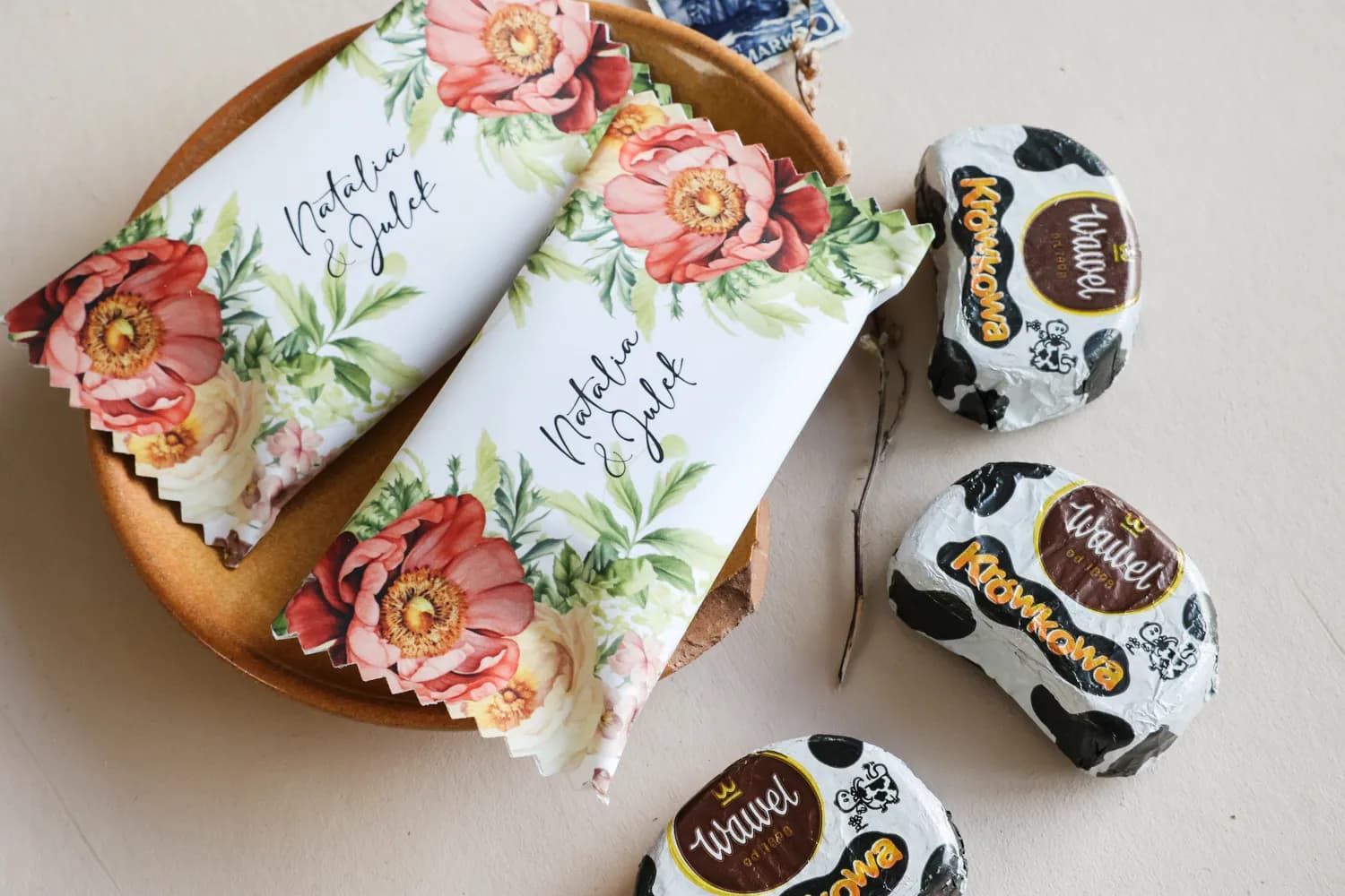 Podziękowania dla gości czekoladki botaniczne z makami i piwoniami Korani nr 18
