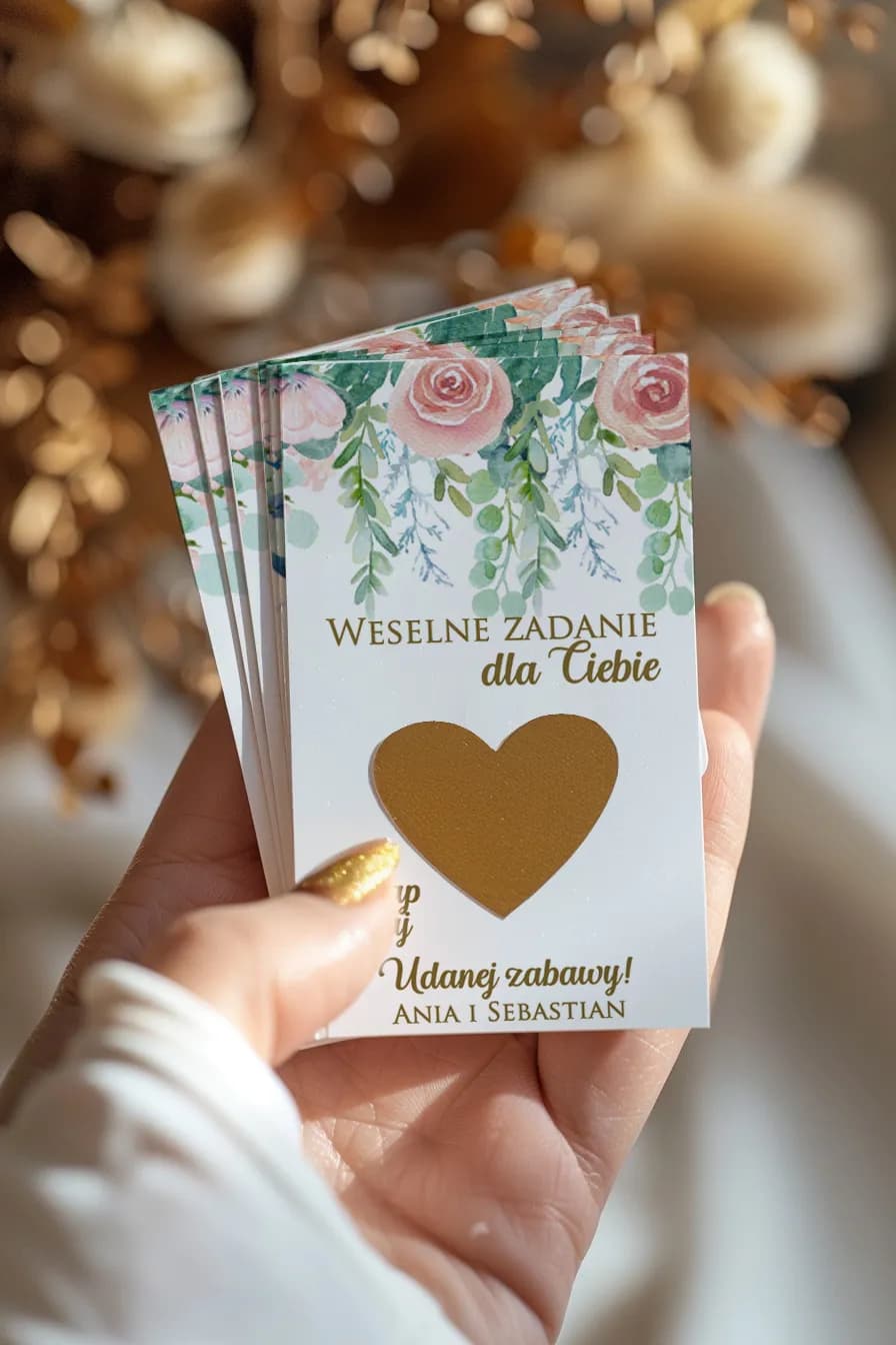 Zdrapki Ślubne Rubin nr 2 – Złocone Róże i Podziękowania dla Gości