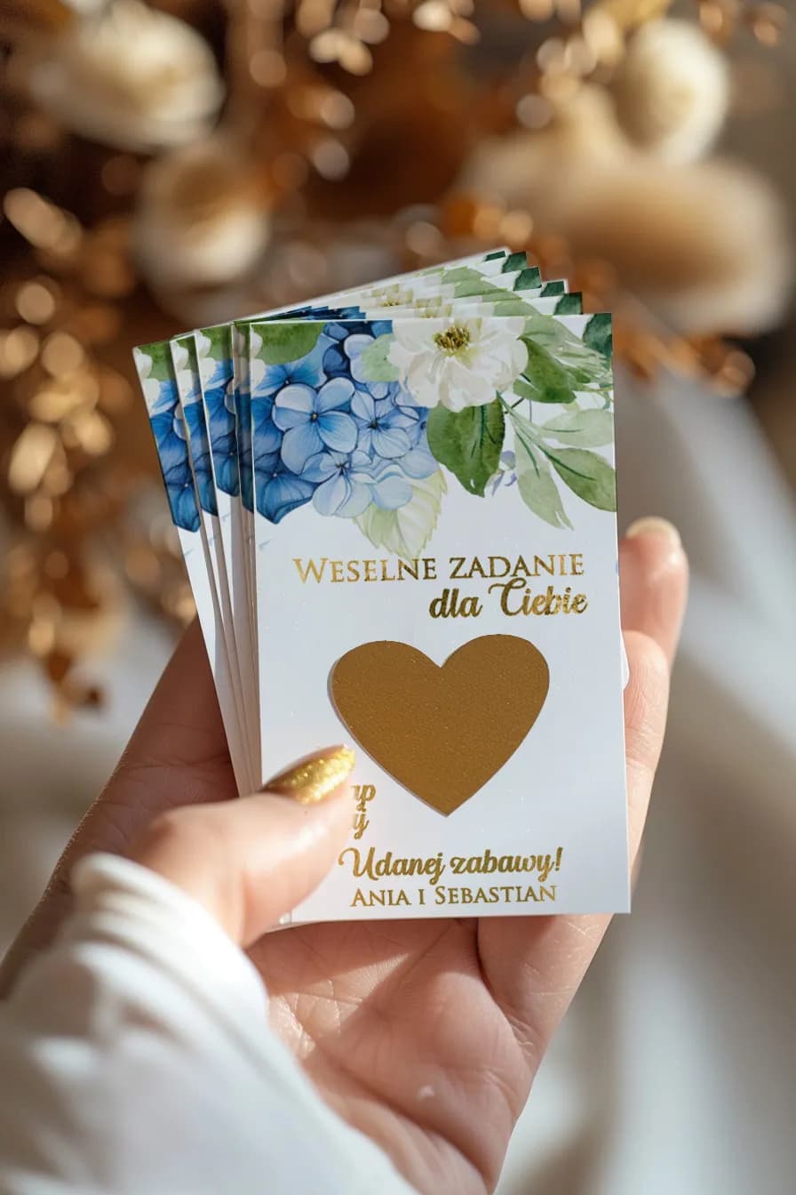 Zdrapki Ślubne Rubin nr 13 – Złocone Piwonie i Podziękowania dla Gości