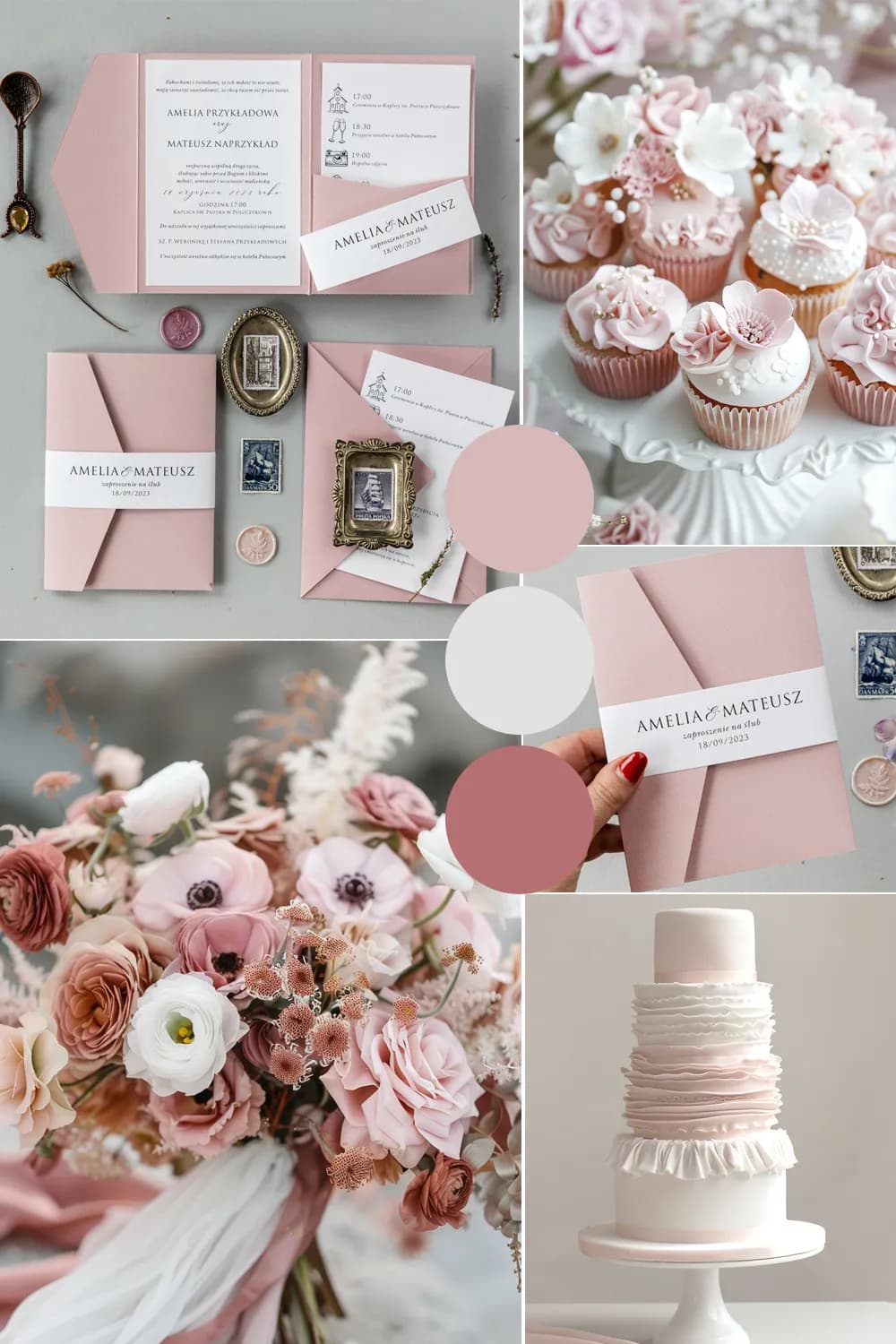 Zaproszenia Ślubne Kraft nr 9 – Różowe z Lnianą Owijką - 2