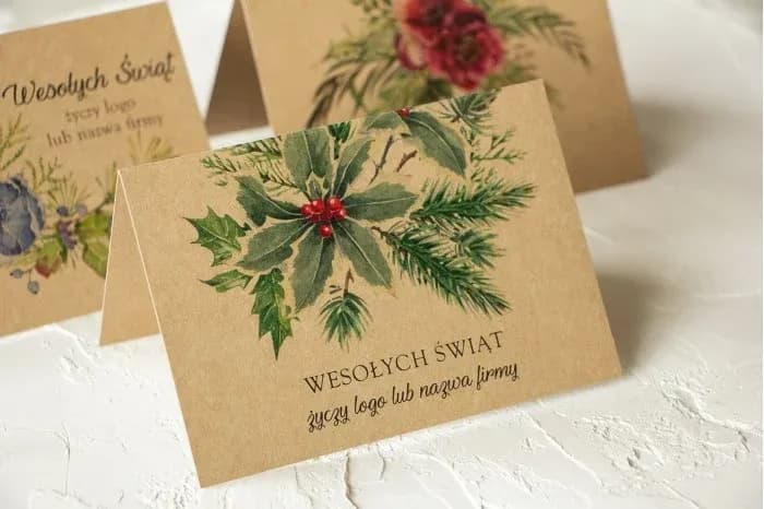Ekologiczne Kartki Świąteczne z Logo Firmy, Rustykalne | Firmowe Kartki Bożonarodzeniowe | CKE6