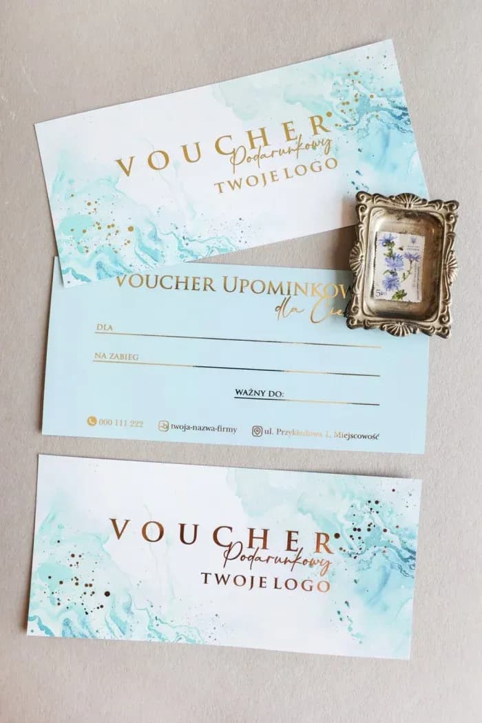 Voucher Marmurkowy Złocony Pastelowy | Eleganckie Bony Podarunkowe dla SPA i Beauty | VC6