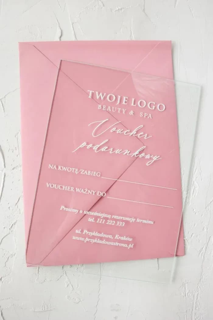 Elegancki Voucher na Szkle z Logo | Luksusowe Bony Podarunkowe dla Twojej Firmy | Szklane Vouchery VS12