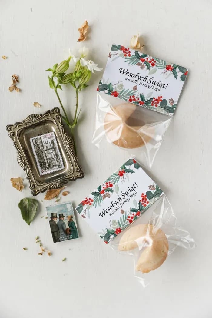 Świąteczne Ciasteczko z Wróżbą z Logo | Upominki Firmowe dla Klientów na Święta | Jarzębina CZW3