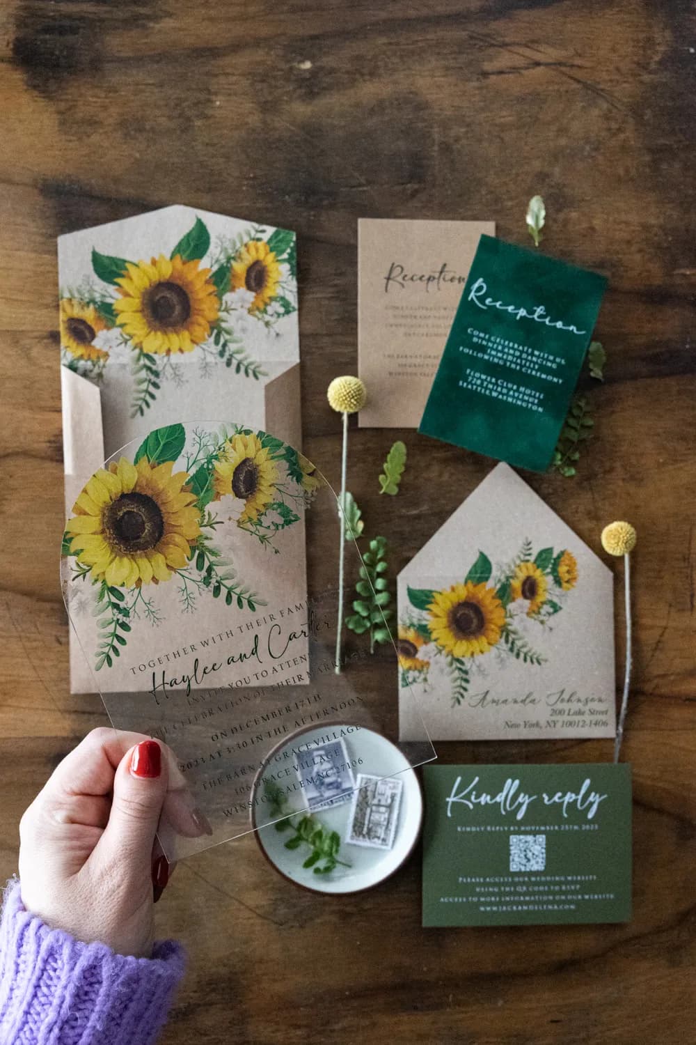 Zaproszenia na Wesele na Pleksi PR2 – Rustykalny Motyw Słoneczników - 2