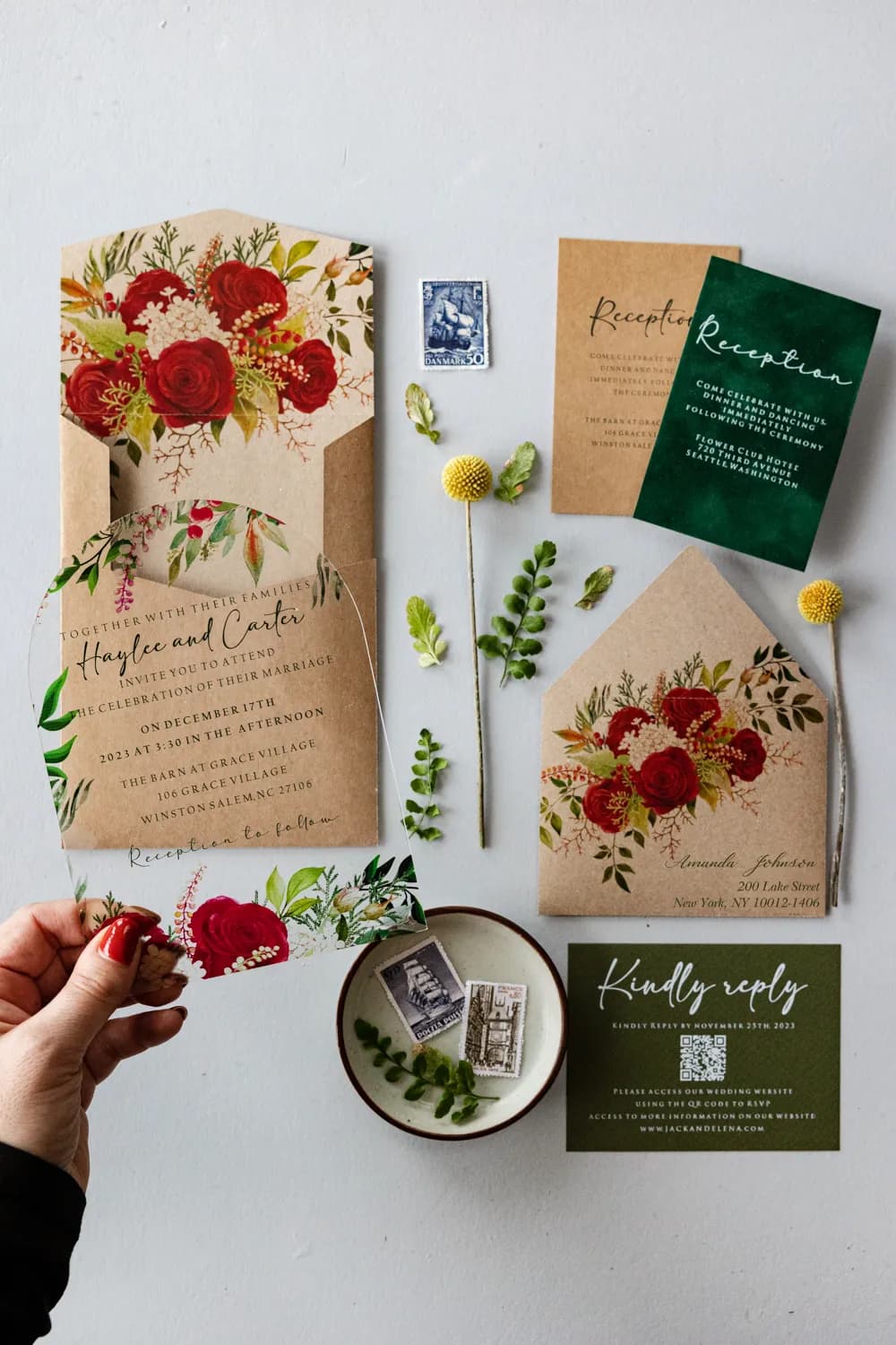 Zaproszenie na Wesele Róże na Pleksi PR3 – Styl Glamour w Etui Eko - 2