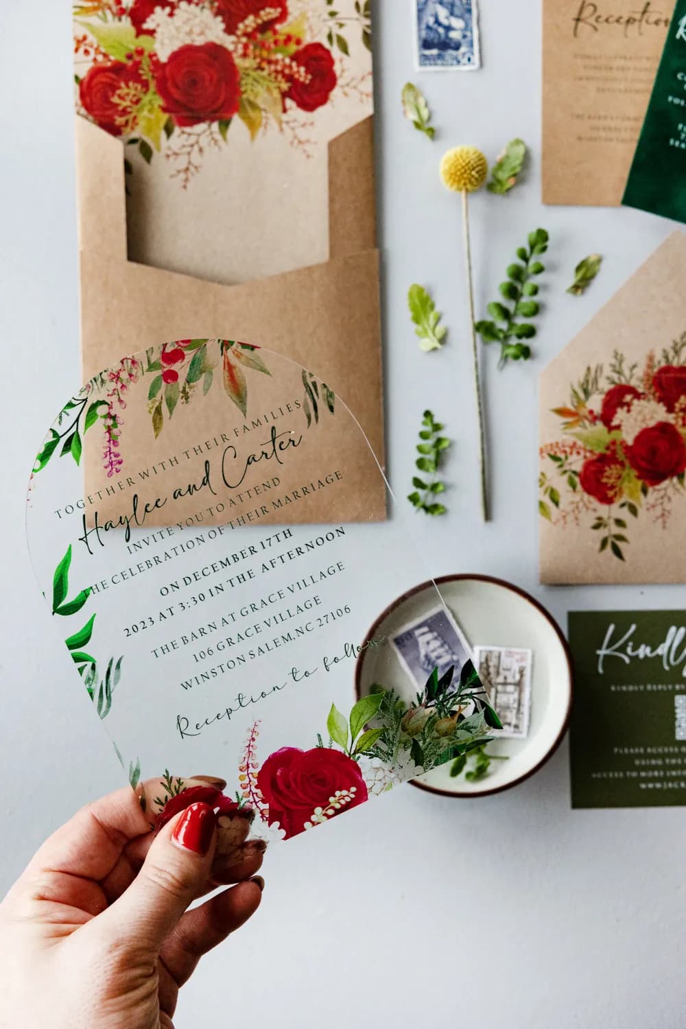 Zaproszenie na Wesele Róże na Pleksi PR3 – Styl Glamour w Etui Eko - 3