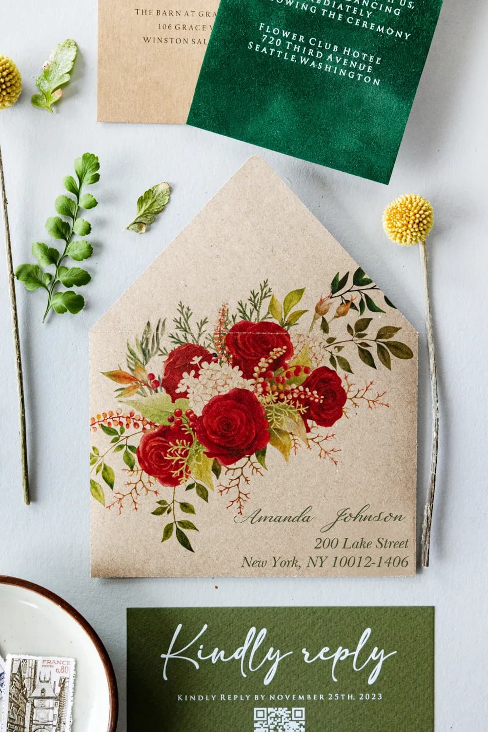 Zaproszenie na Wesele Róże na Pleksi PR3 – Styl Glamour w Etui Eko - 4