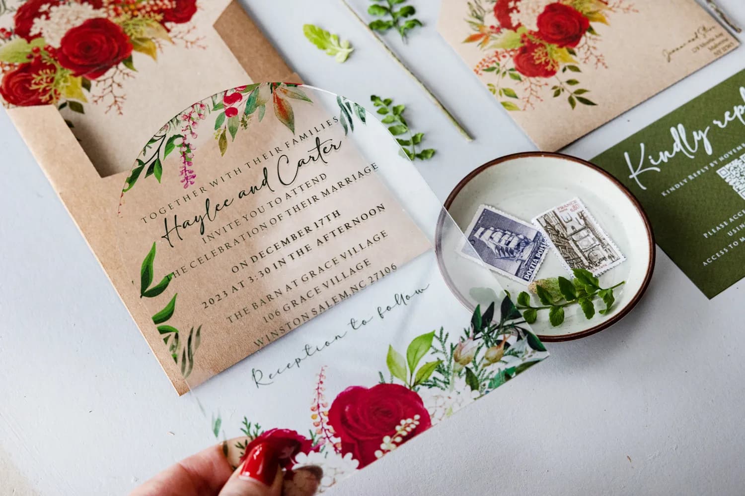 Zaproszenie na Wesele Róże na Pleksi PR3 – Styl Glamour w Etui Eko - 6