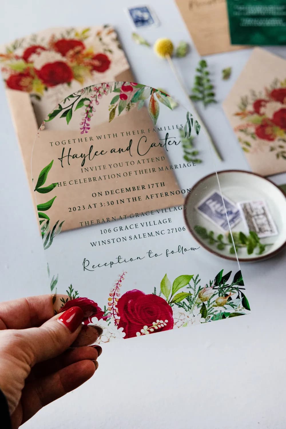 Zaproszenie na Wesele Róże na Pleksi PR3 – Styl Glamour w Etui Eko - 7