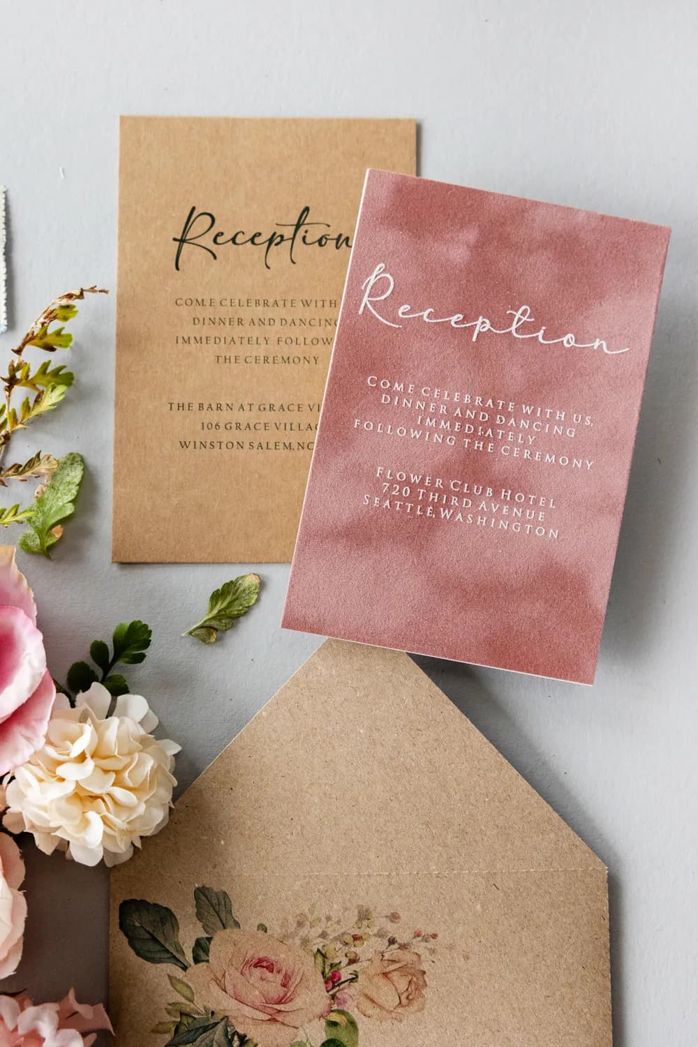 Zaproszenia na Wesele Pastelowe Róże PR4 – Karta na Pleksi z Etui Kraft - 5