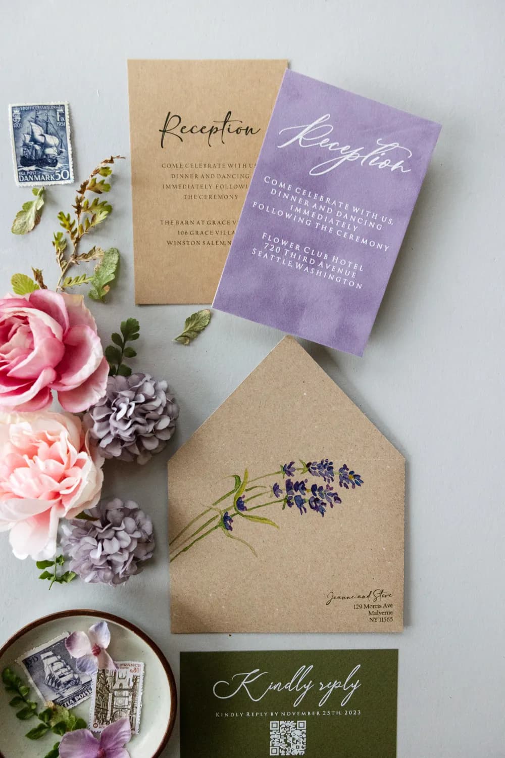 Zaproszenia na Wesele Kraft PR6 – Karta na Pleksi z Motywem Lawendy - 4