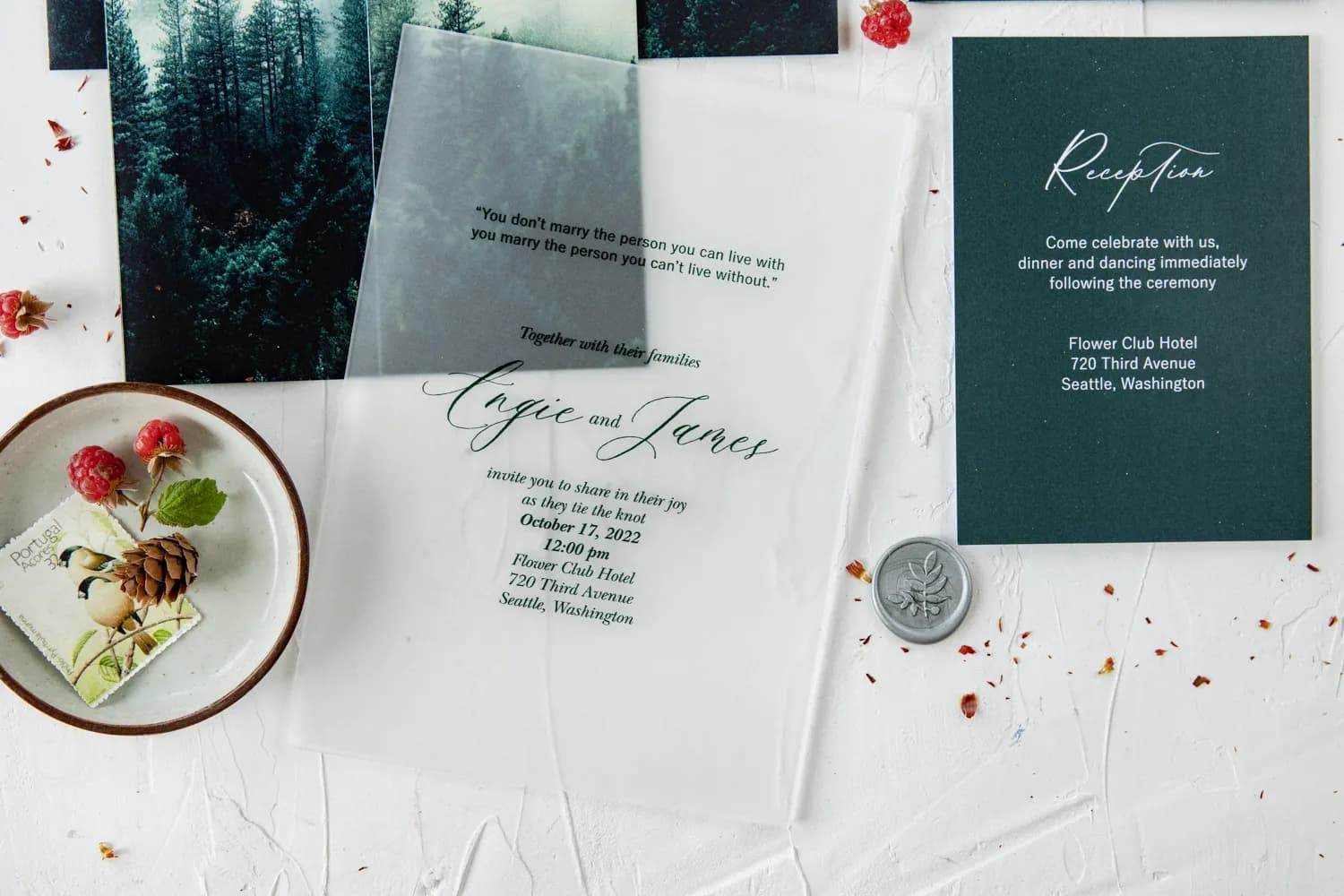 Zaproszenia na Wesele Tajemniczy Las PR7 – Satynowa Pleksi w Stylu Leśnym - 4