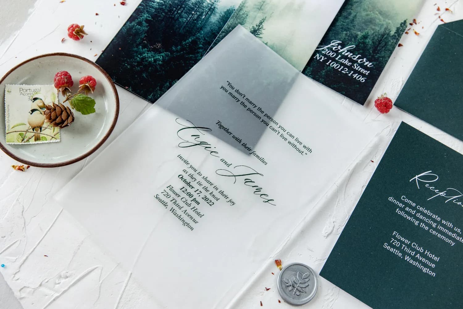 Zaproszenia na Wesele Tajemniczy Las PR7 – Satynowa Pleksi w Stylu Leśnym - 6