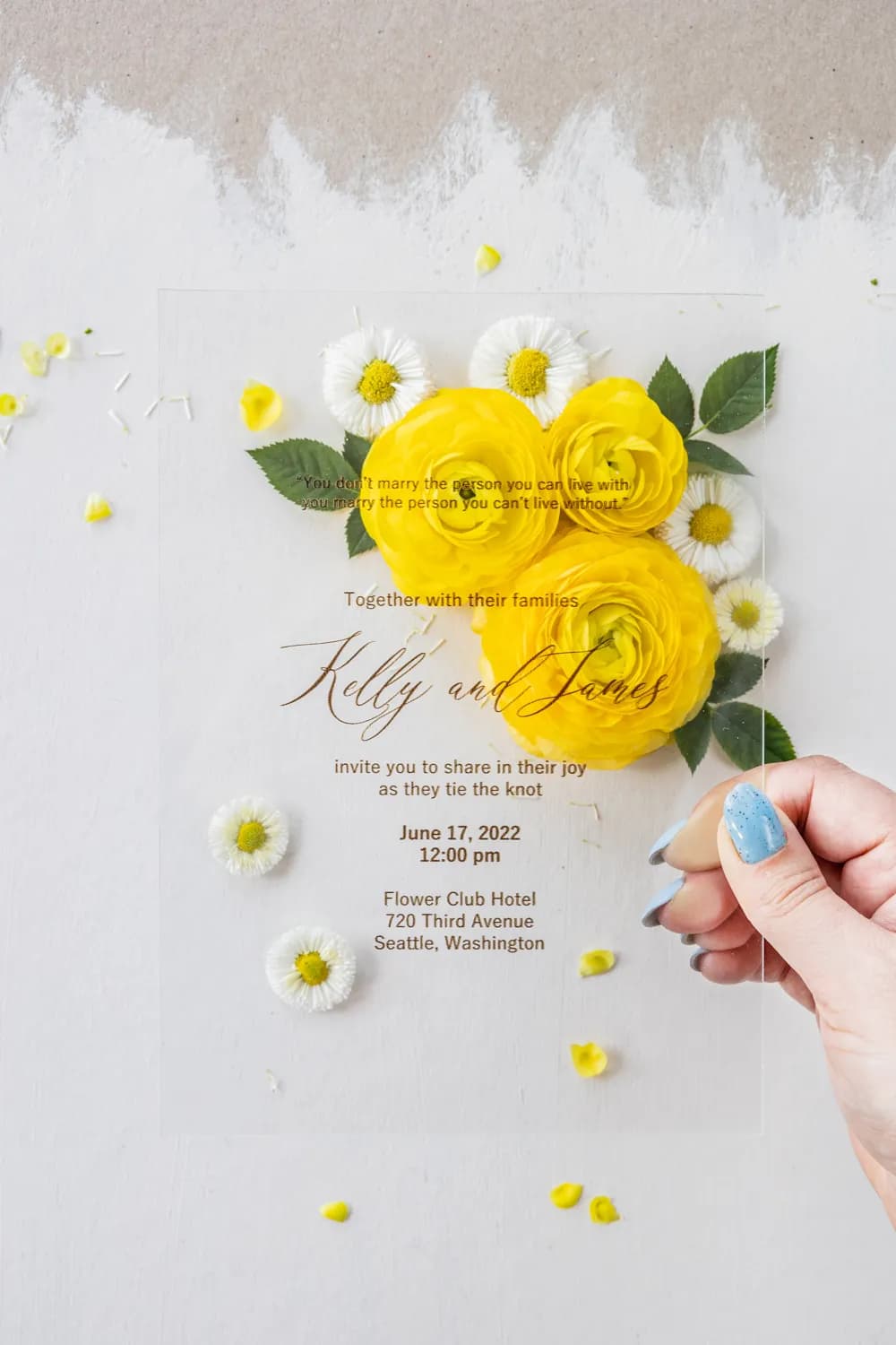 Zaproszenia na Wesele Słoneczniki PR9 – Szklane Karty w Stylu Glamour - 3