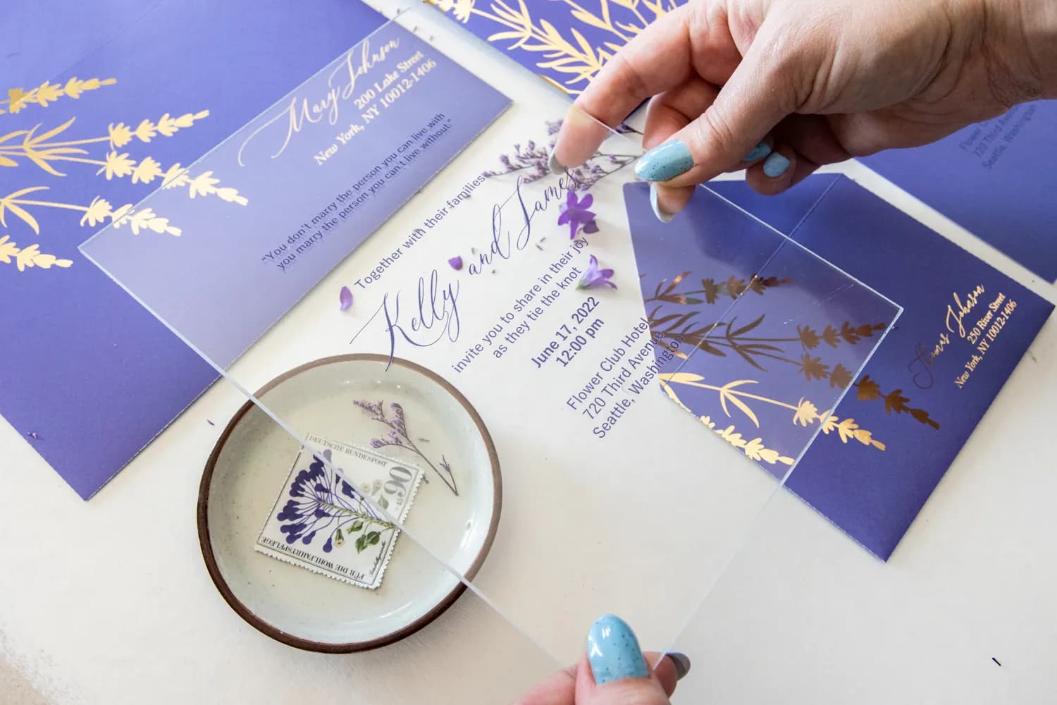 Zaproszenia na Wesele Glamour PR10 – Szklana Tafla z Lawendą - 3