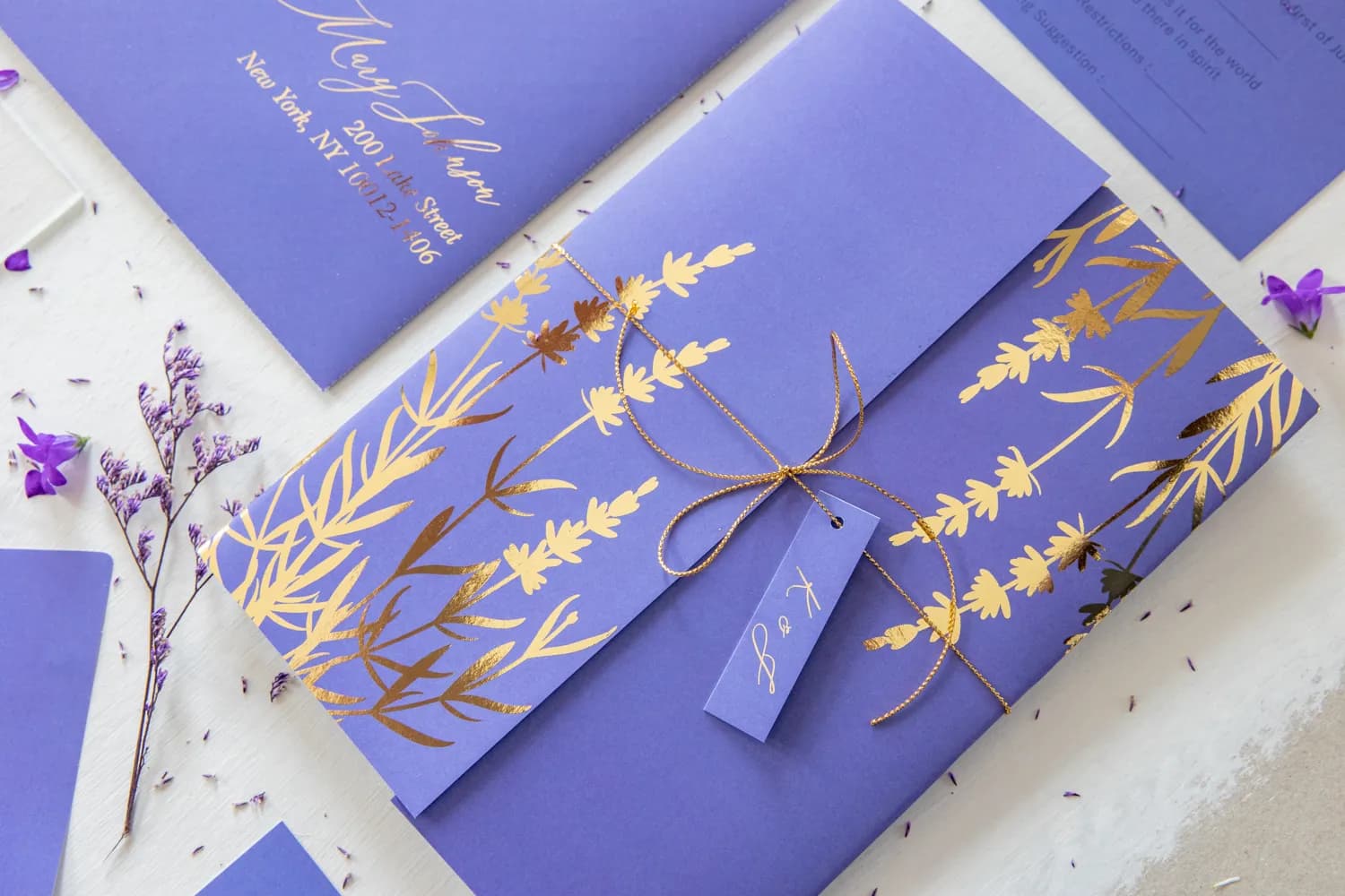 Zaproszenia na Wesele Glamour PR10 – Szklana Tafla z Lawendą - 5