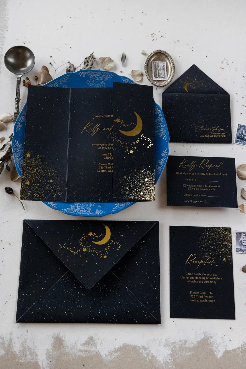 Zaproszenia na Wesele Gwiezdna Noc PR12 – Styl Glamour z Motywem Kosmosu - 3